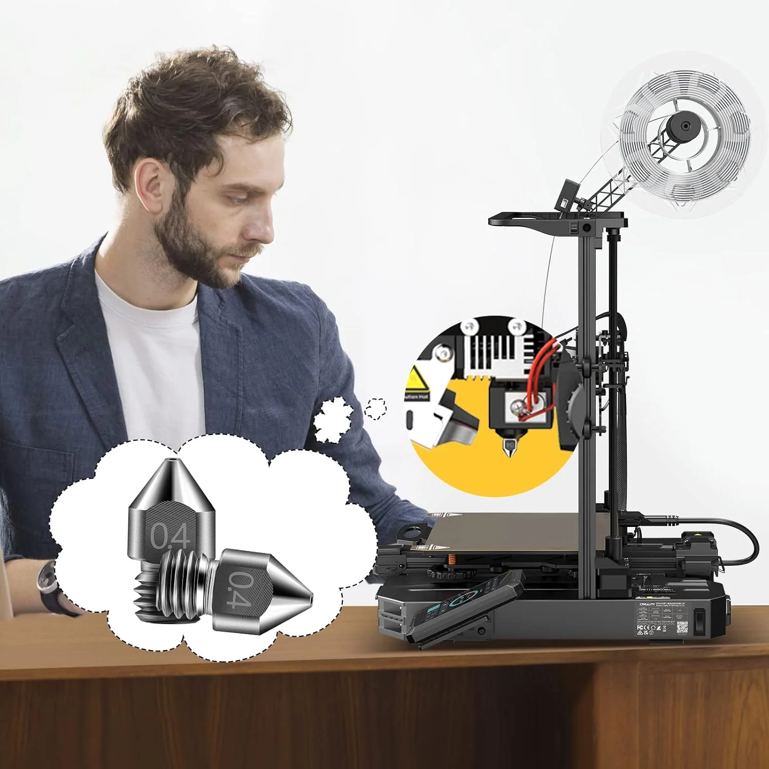 پرینتر سه بعدی کرالیتی Ender 3 به همراه بسته 5 عددی نازل فولادی سخت کاری شده Ender 3