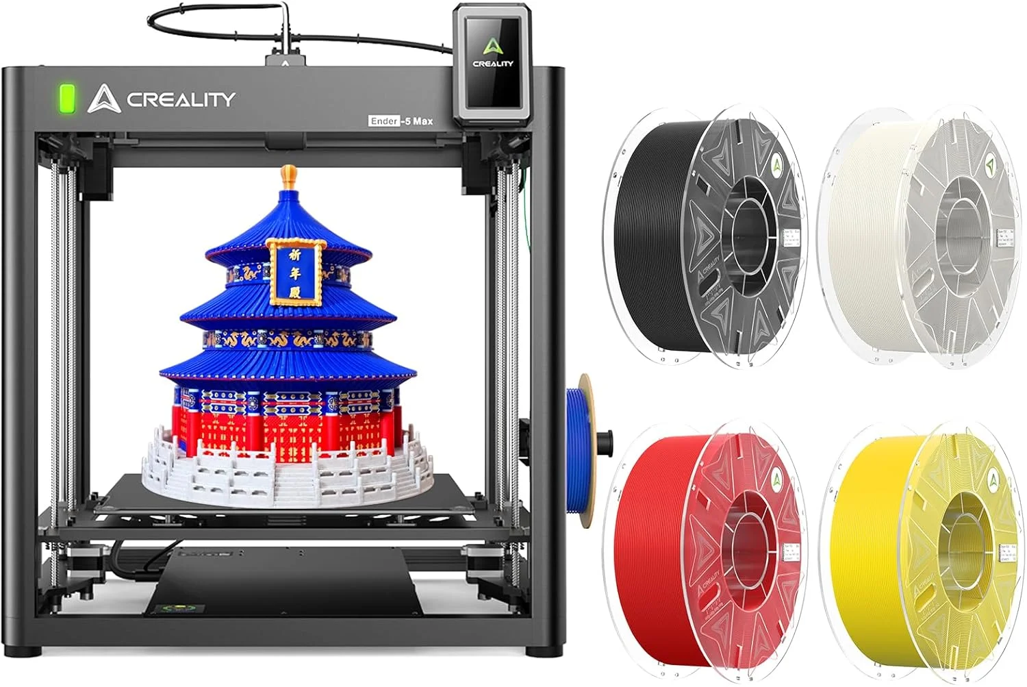 دستگاه چاپ سه بعدی کرالیتی Ender 5 Max به همراه بسته نرم افزاری Hyper PLA RFID سفید مشکی قرمز زرد