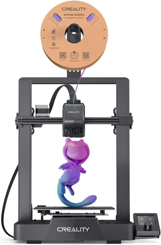 پرینتر سه بعدی کرالیتی Ender 3 V3 SE و دو رول فیلامنت خاکستری PLA کامگرو