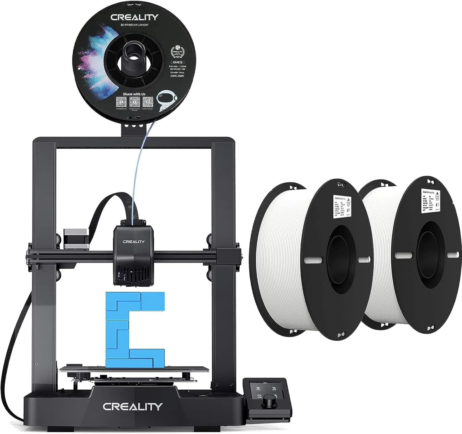 بسته پرینتر سه بعدی کرالیتی Ender 3 V3 SE به همراه 2 بسته فیلامنت پرینتر سه بعدی، سفید 2 کیلوگرم