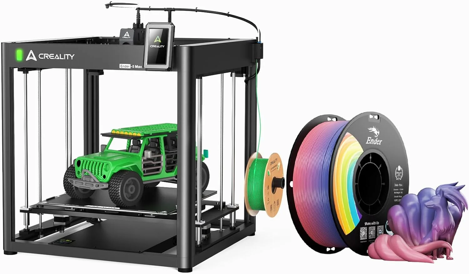بسته پرینتر سه بعدی بزرگ کرالیتی Ender-5 Max به همراه فیلامنت رنگین کمانی PLA+