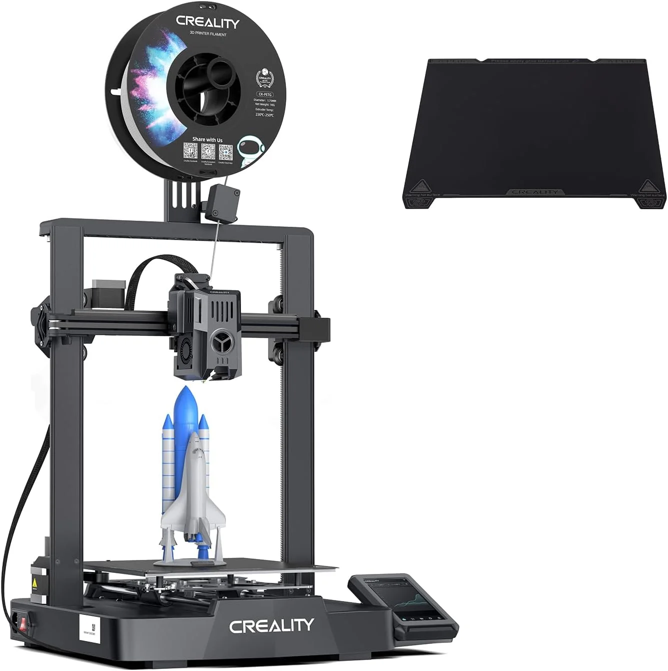 پرینتر سه بعدی کرالیتی Ender-3 V3 KE به همراه صفحه ساخت PEI صاف کرالیتی سایز 235 * 235 میلی متر