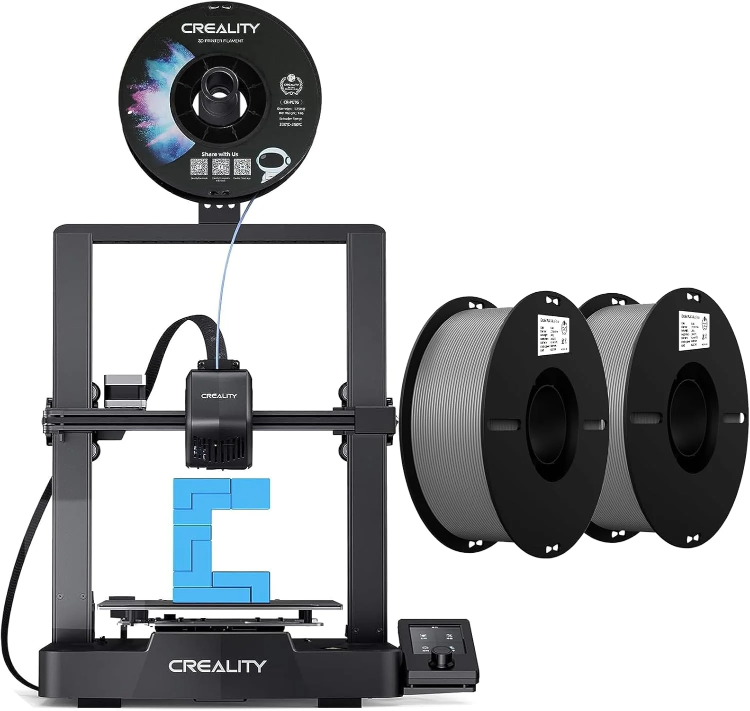 بسته پرینتر سه بعدی Creality Ender 3 V3 SE به همراه 2 بسته فیلامنت پرینتر سه بعدی، خاکستری، 2 کیلوگرم