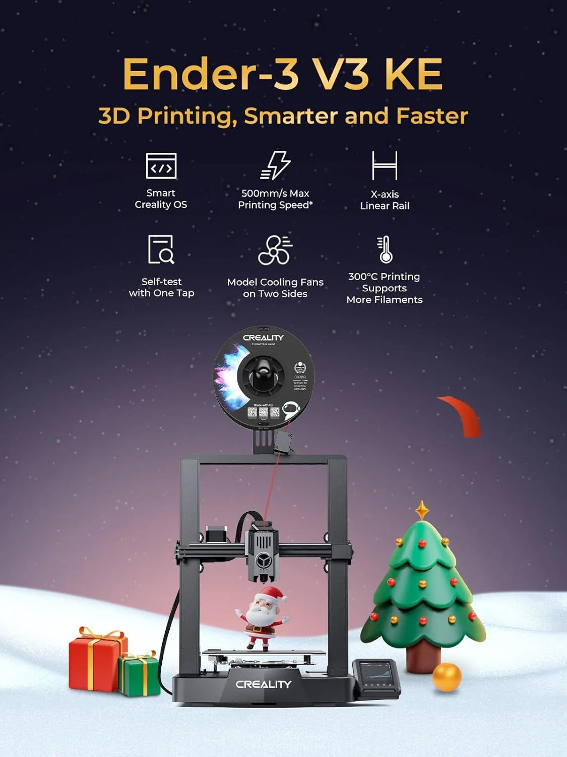 پرینتر سه بعدی کرالیتی Ender-3 V3 KE به همراه صفحه ساخت PEI صاف کرالیتی سایز 235 * 235 میلی متر