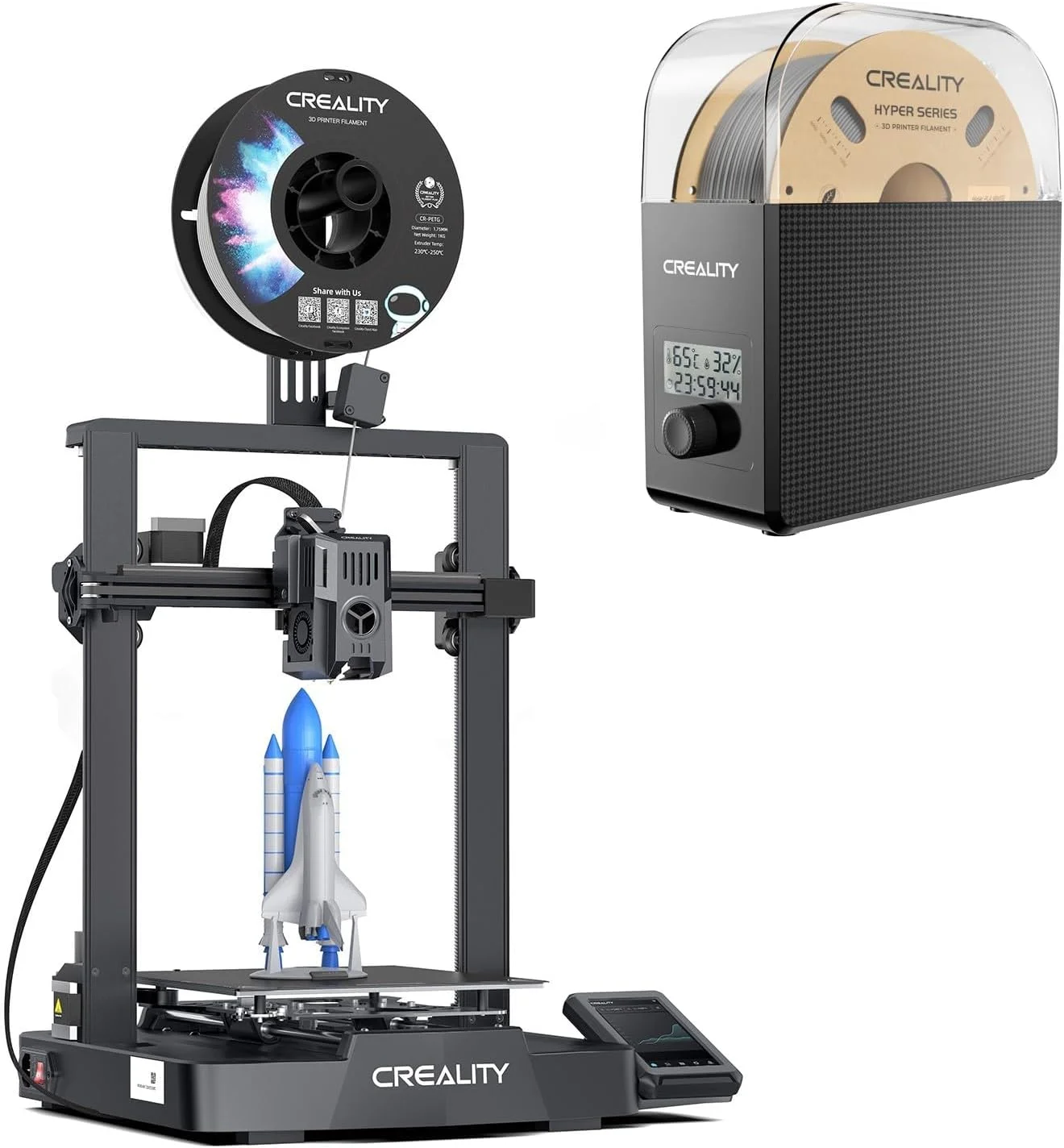 بسته پرینتر سه بعدی Creality Ender-3 V3 KE به همراه جعبه خشک کننده فیلامنت Creality مدل Pro، ضد گرد و غبار و ضد رطوبت