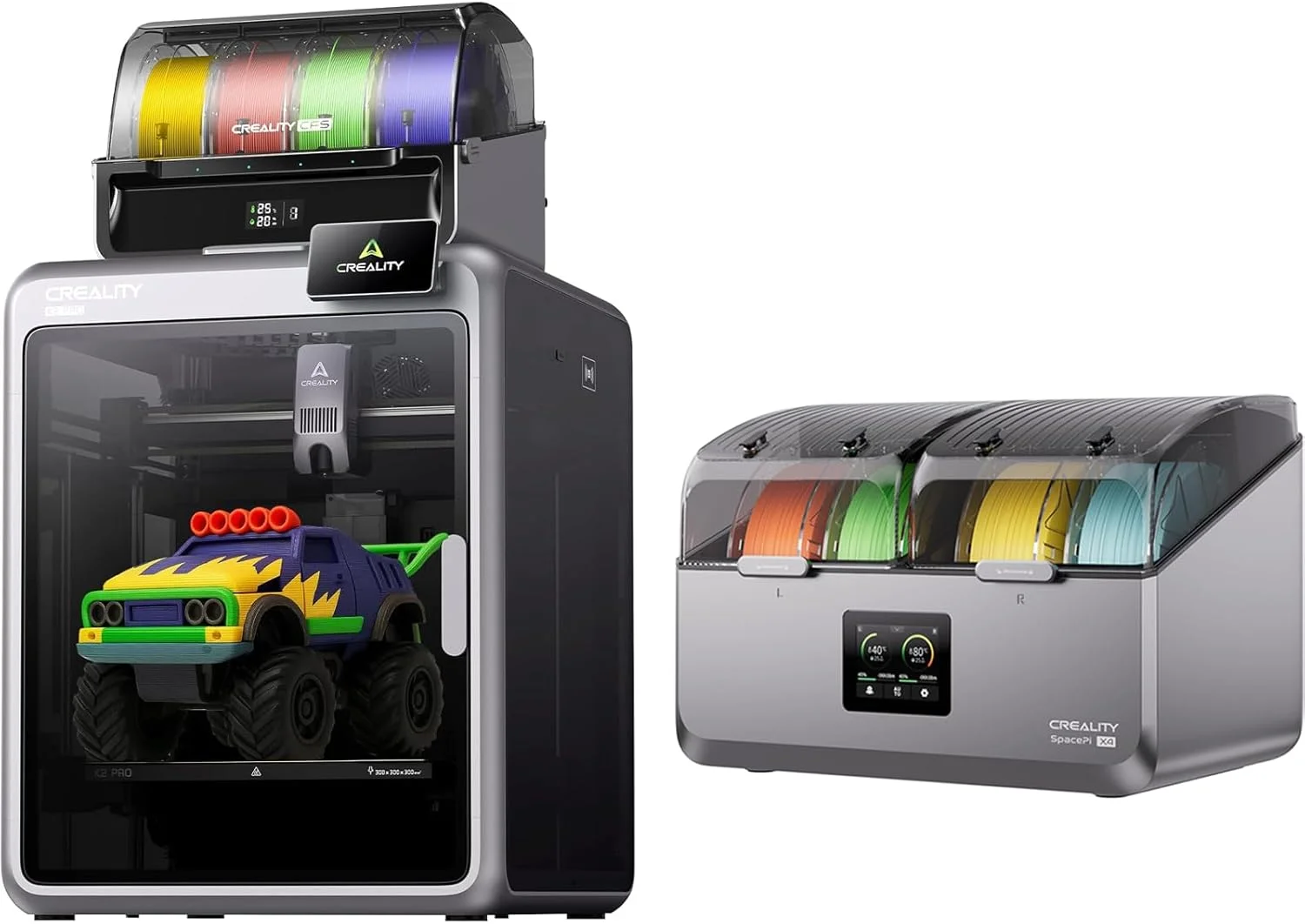 بسته پرینتر سه بعدی Creality K2 Pro Combo به همراه جعبه خشک کن فیلامنت Space Pi X4