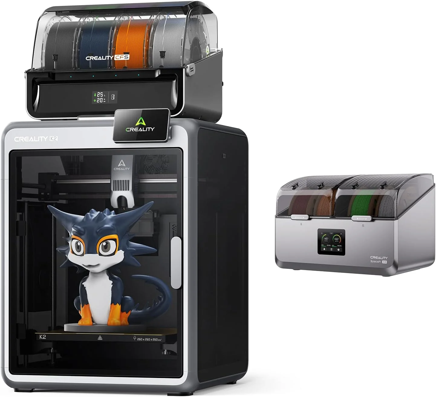 بسته پرینتر سه بعدی Creality K2 Combo به همراه جعبه خشک کن فیلامنت Space Pi X4