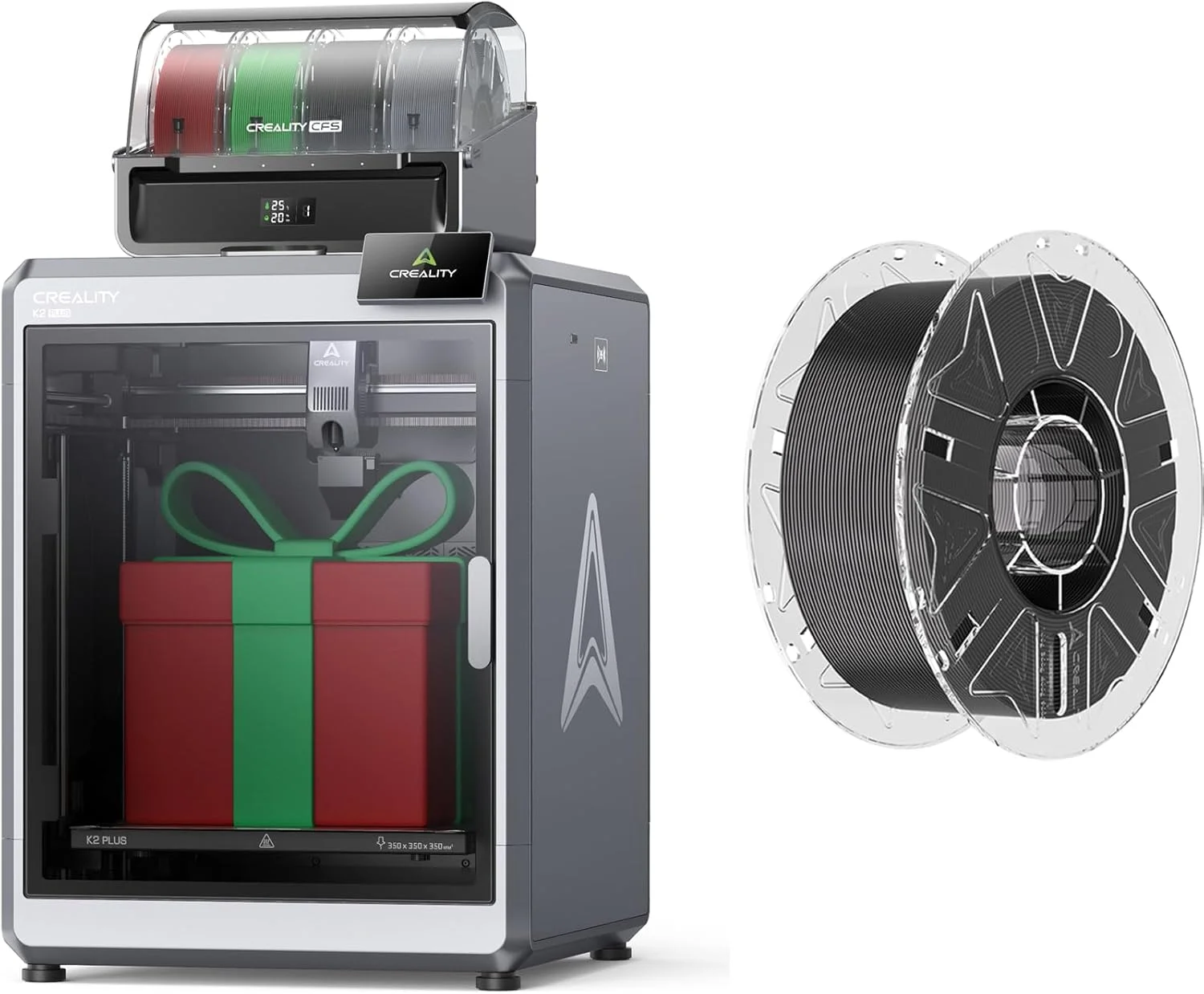 بسته پرینتر سه بعدی Creality K2 Plus Combo به همراه فیلامنت Hyper RFID PLA مشکی