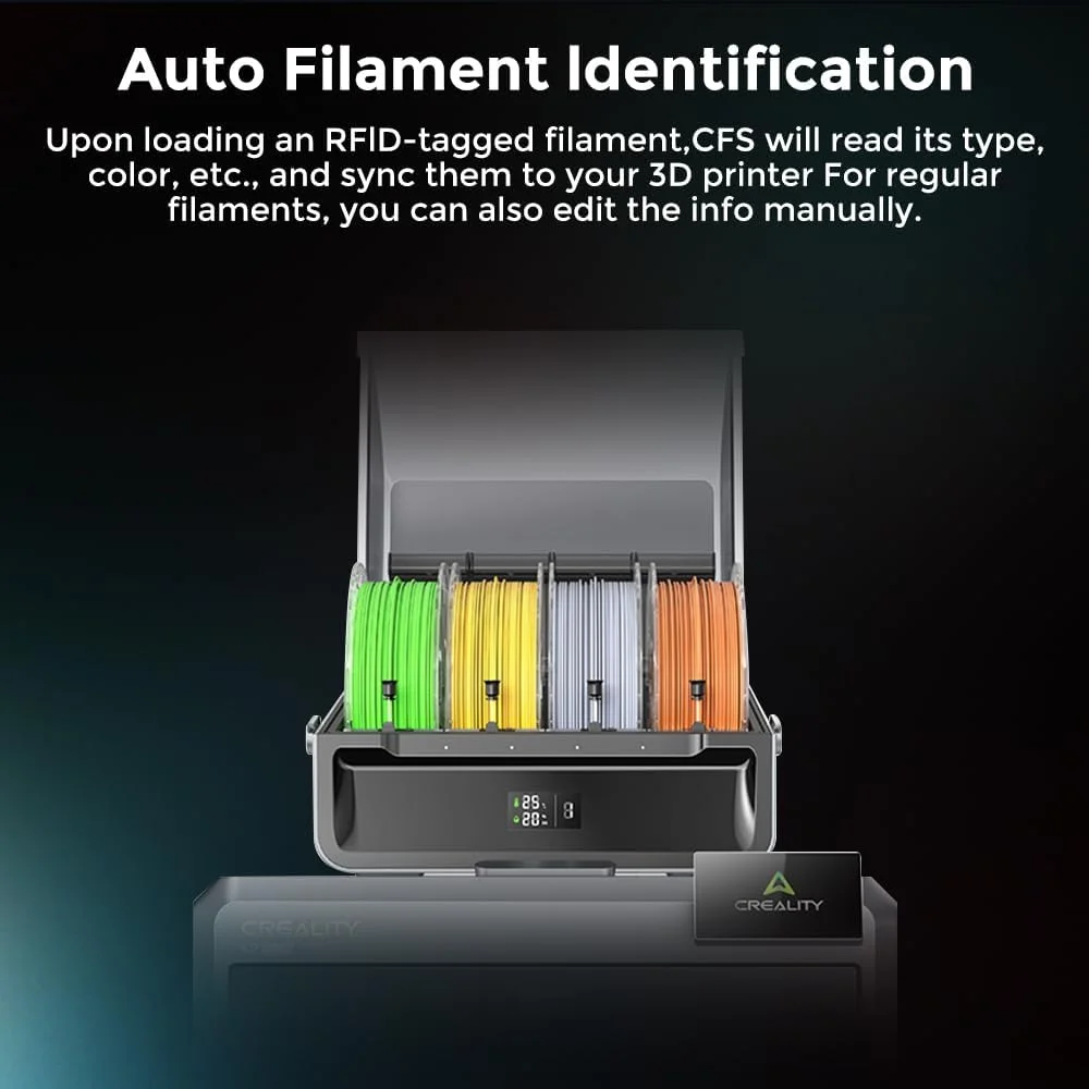 سیستم خودکار چند رنگی فیلامنت پرینتر سه بعدی Creality CFS، ذخیره سازی فیلامنت ضد رطوبت، پشتیبانی از 4 سیستم موازی چاپ 16 رنگ برای K2 Plus