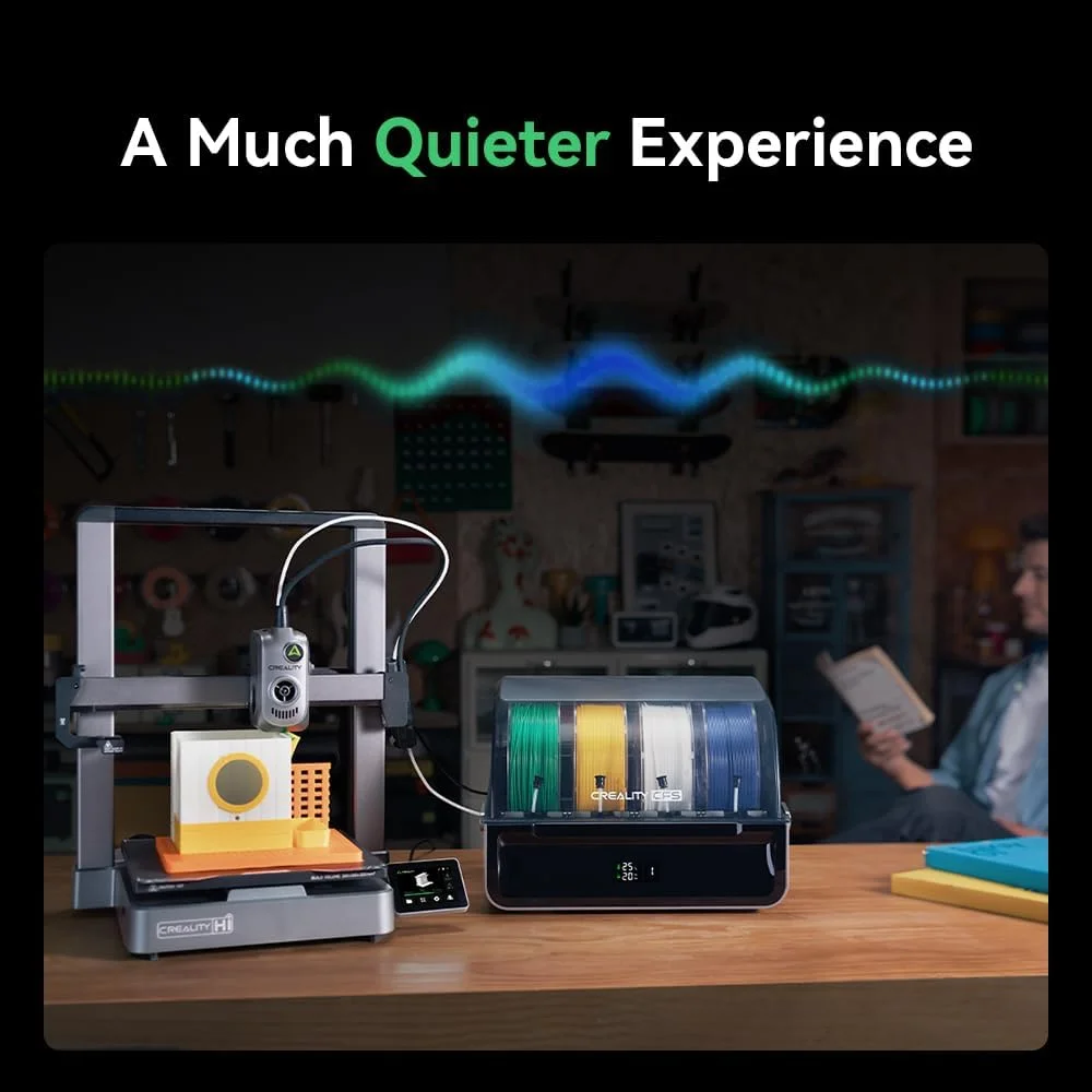 پرینتر سه بعدی چند رنگی Creality Hi Combo با CFS، همراه با فیلامنت پرینتر سه بعدی Hyper PLA RFID، 4 کیلوگرم (آبی پری، قرمز، رنگ پوست و طلایی)