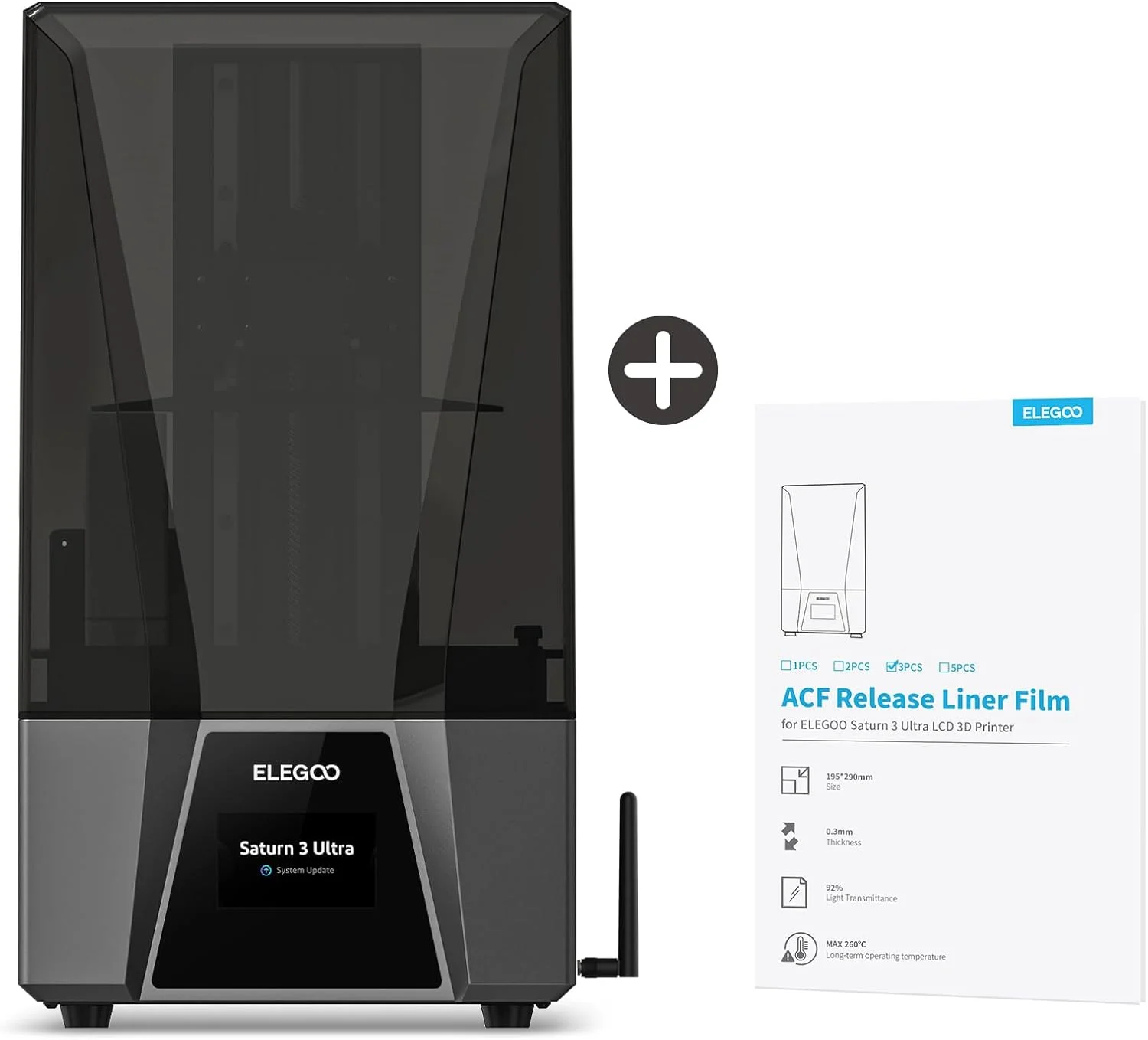 پرینتر سه بعدی смола ELEGOO Saturn 3 Ultra 12K MSLA و فیلم رهاسازی ACF смола ELEGOO 3 عددی