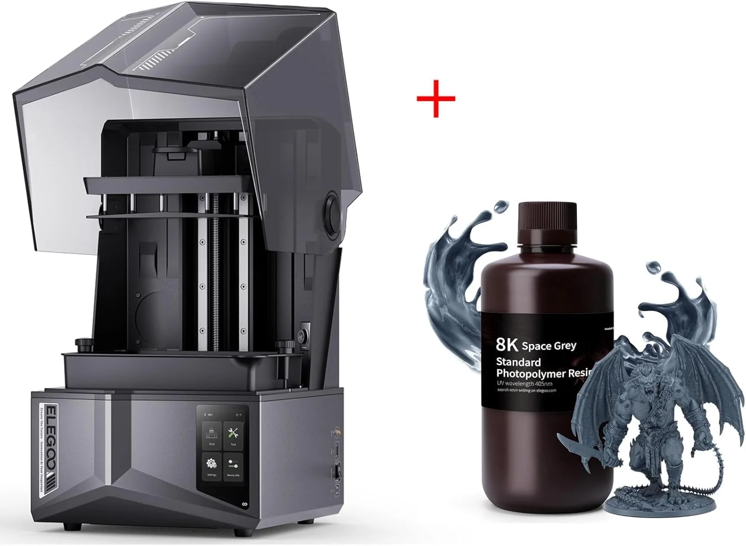 چاپگر سه بعدی رزینی ELEGOO Saturn 4 Ultra 10 اینچی 12K MSLA و رزین استاندارد ELEGOO 8K خاکستری فضایی 1000 گرمی