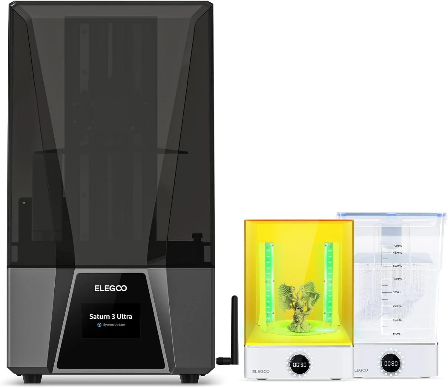 پرینتر سه بعدی رزینی ELEGOO Saturn 3 Ultra 12K MSLA و دستگاه شستشو و کیورینگ بزرگ UV مدل ELEGOO Mercury X
