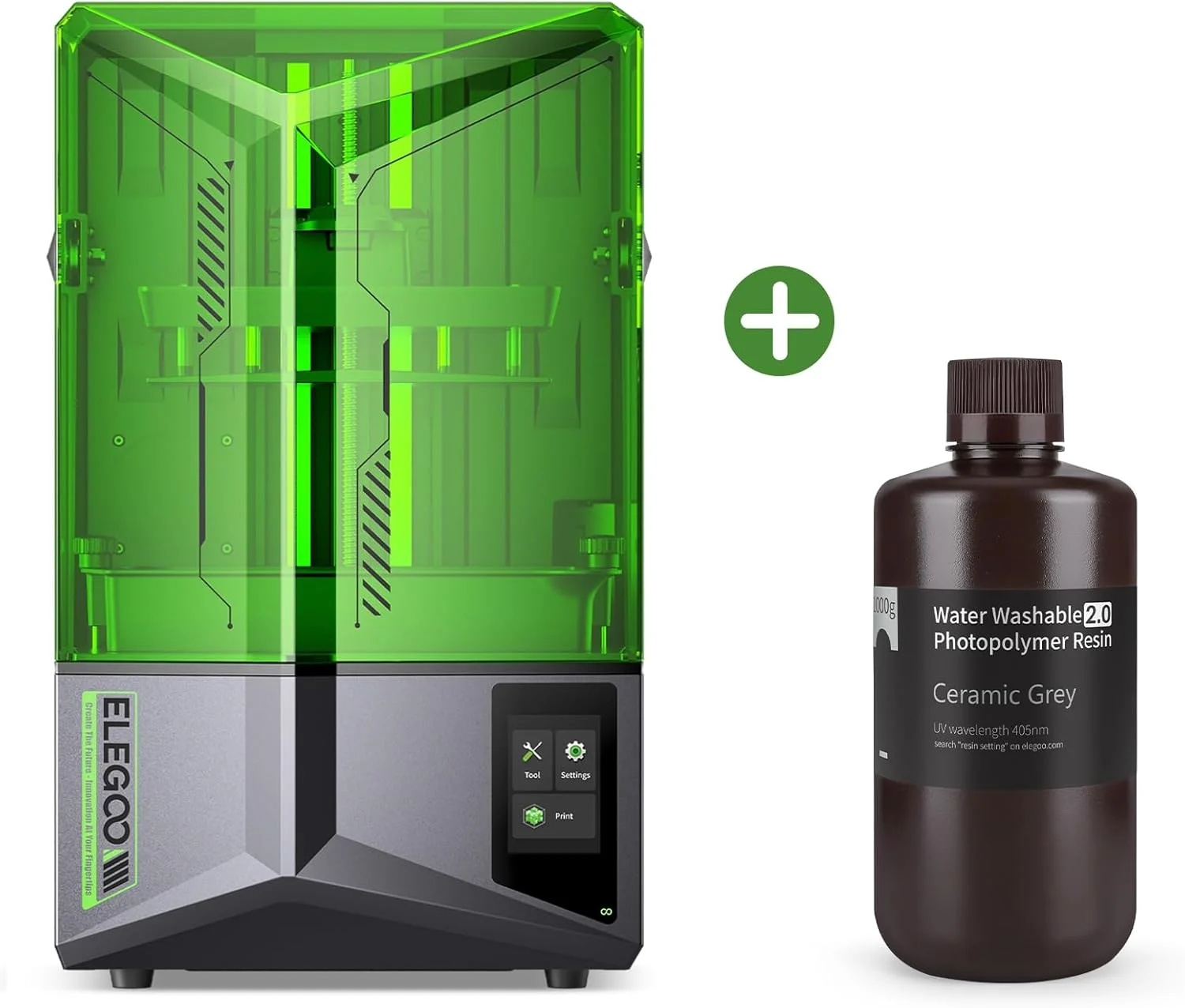 چاپگر سه بعدی رزینی ELEGOO Saturn 4 12K MSLA و رزین 1 کیلوگرمی قابل شستشو با آب ارتقا یافته ELEGOO 2.0