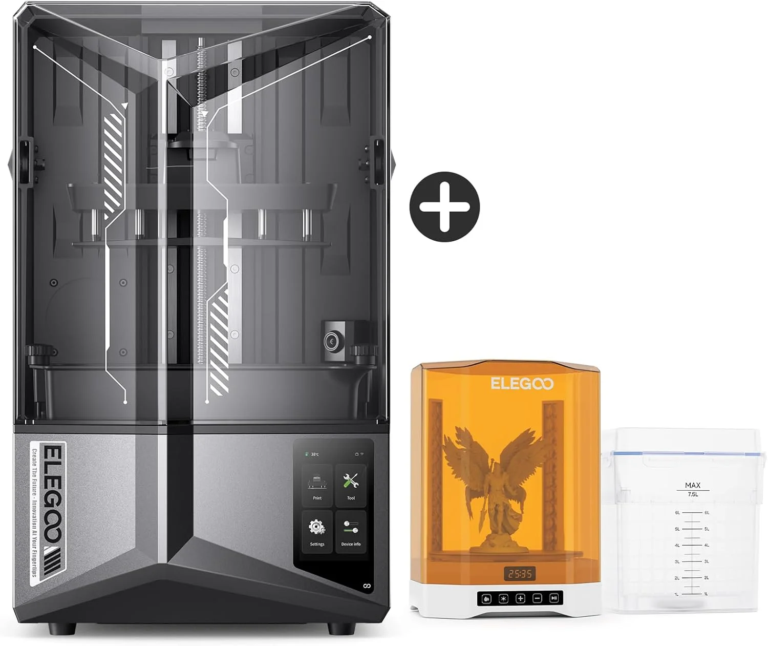 چاپگر سه بعدی رزینی ELEGOO Saturn 4 Ultra 12K MSLA و دستگاه شستشو و خشک کن بزرگتر ELEGOO Mercury Plus 3.0