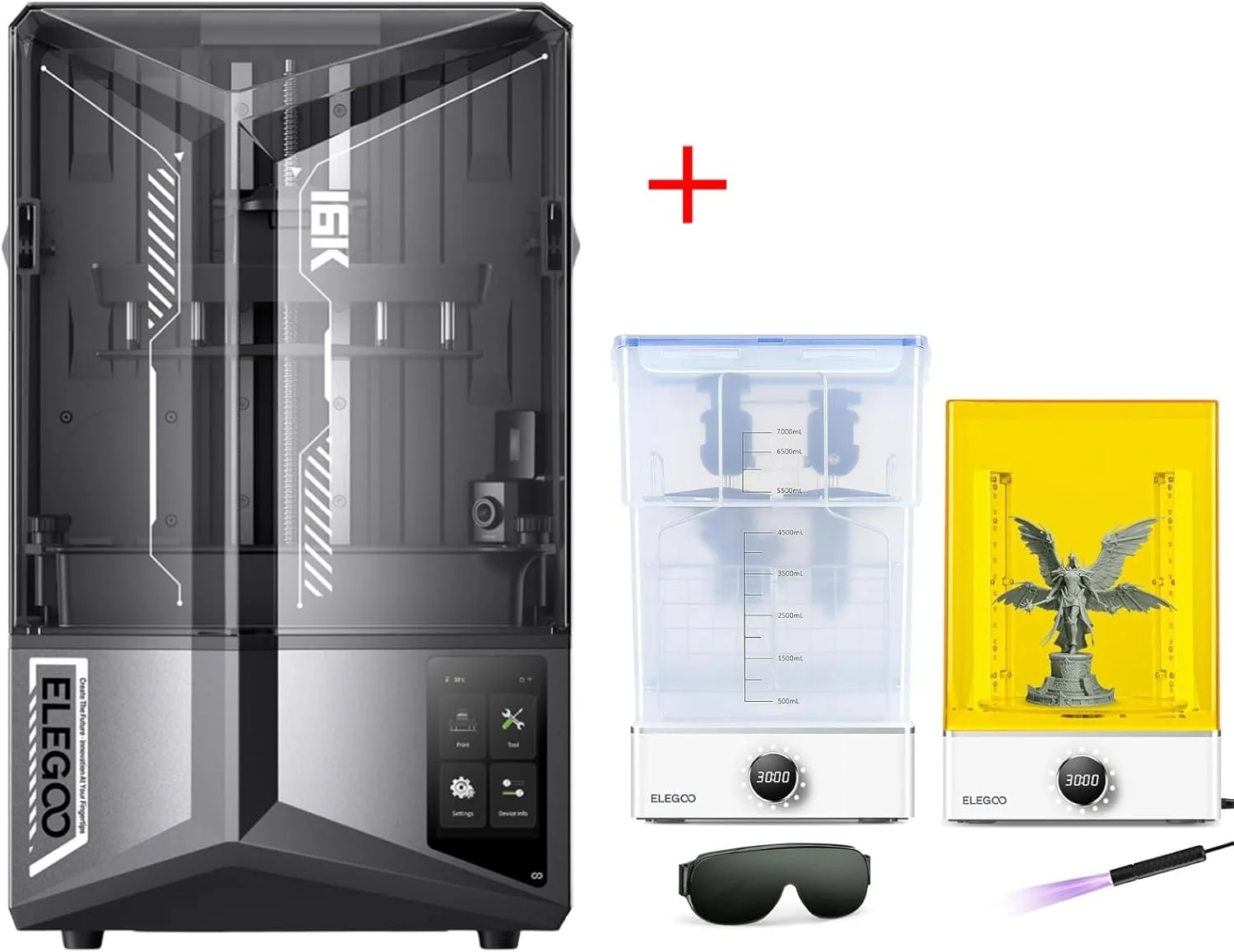 پرینتر سه بعدی رزینی ELEGOO Saturn 4 Ultra 10 اینچی 16K و بسته شستشو و کیور ELEGOO Mercury XS
