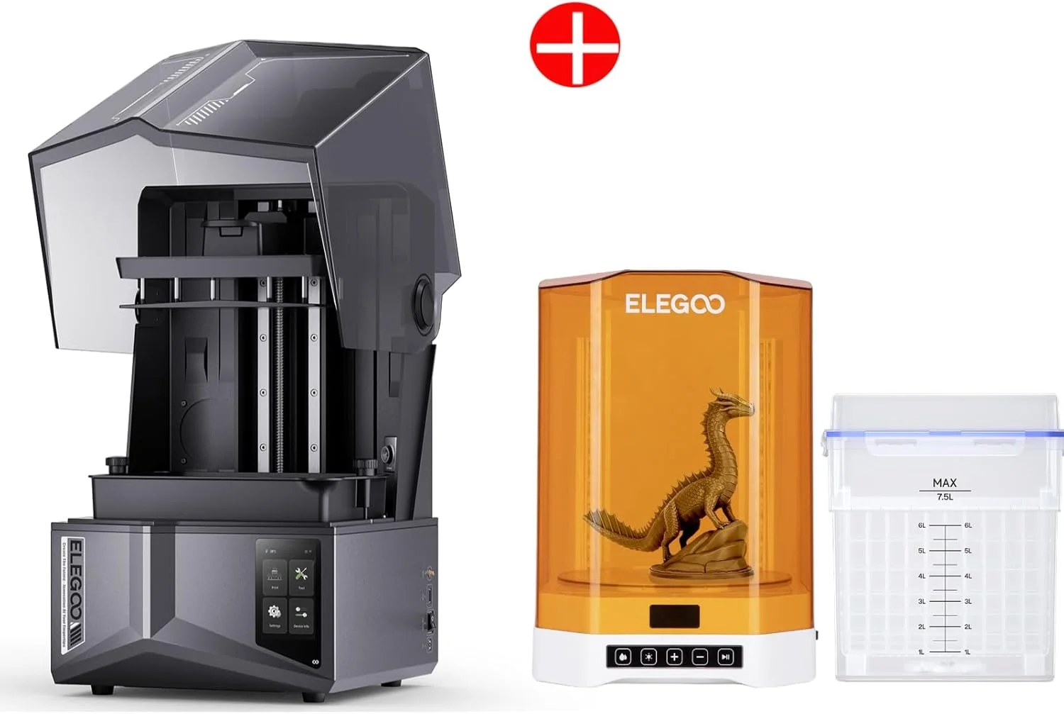 پرینتر سه بعدی ELEGOO Saturn 4 Ultra 12K و دستگاه شستشو و کیور ELEGOO Mercury Plus V3.0