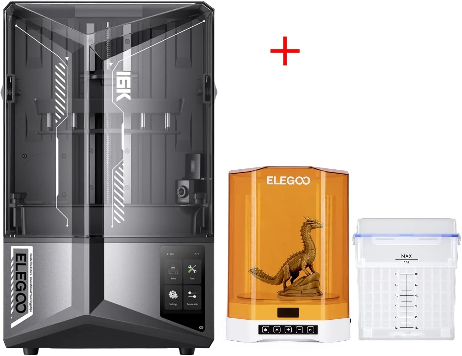 پرینتر سه بعدی رزینی ELEGOO Saturn 4 Ultra 10" 16K و دستگاه شستشو و کیور ELEGOO Mercury Plus V3.0