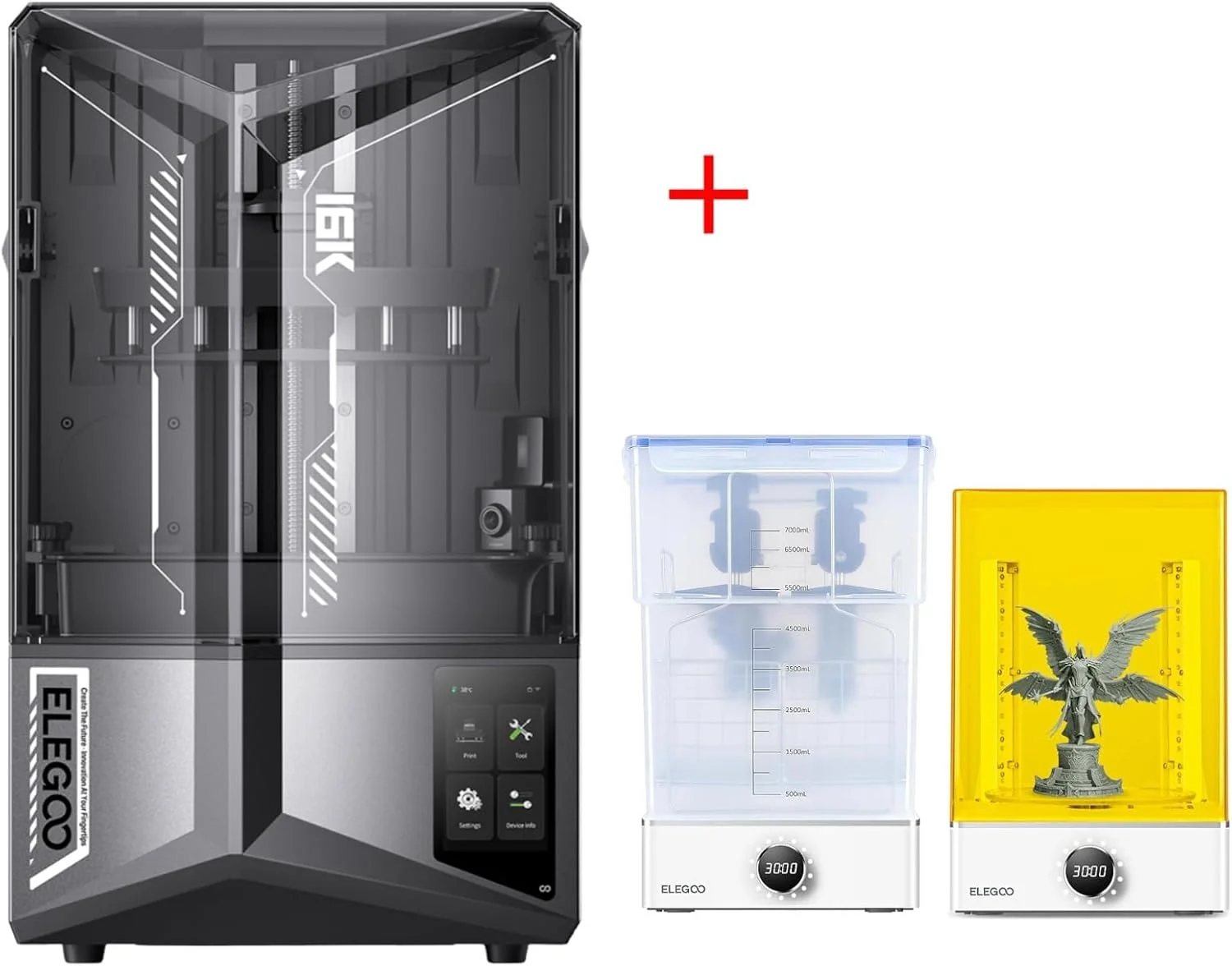 پرینتر سه بعدی رزینی ELEGOO Saturn 4 Ultra 10" 16K و دستگاه شستشو و کیور ELEGOO Mercury X