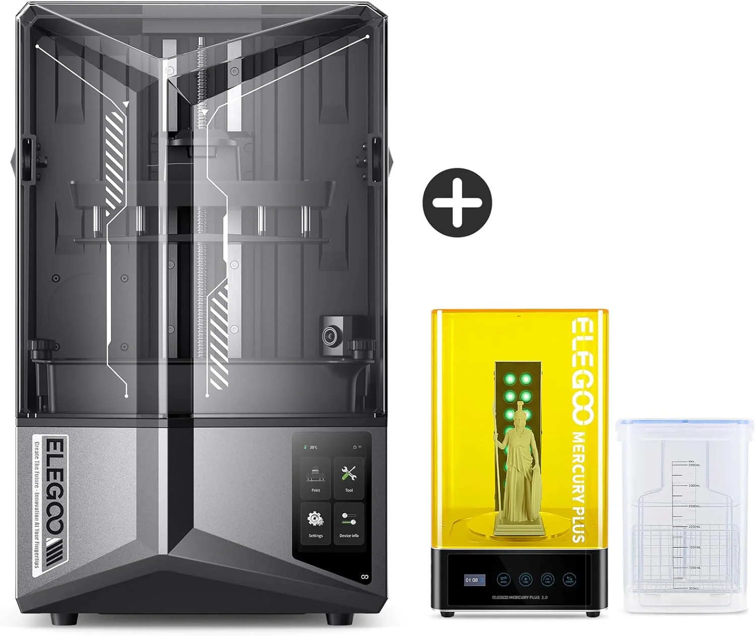 چاپگر سه بعدی رزینی ELEGOO Saturn 4 Ultra 12K MSLA و دستگاه شستشو و کیور بزرگ ELEGOO Mercury Plus 2.0