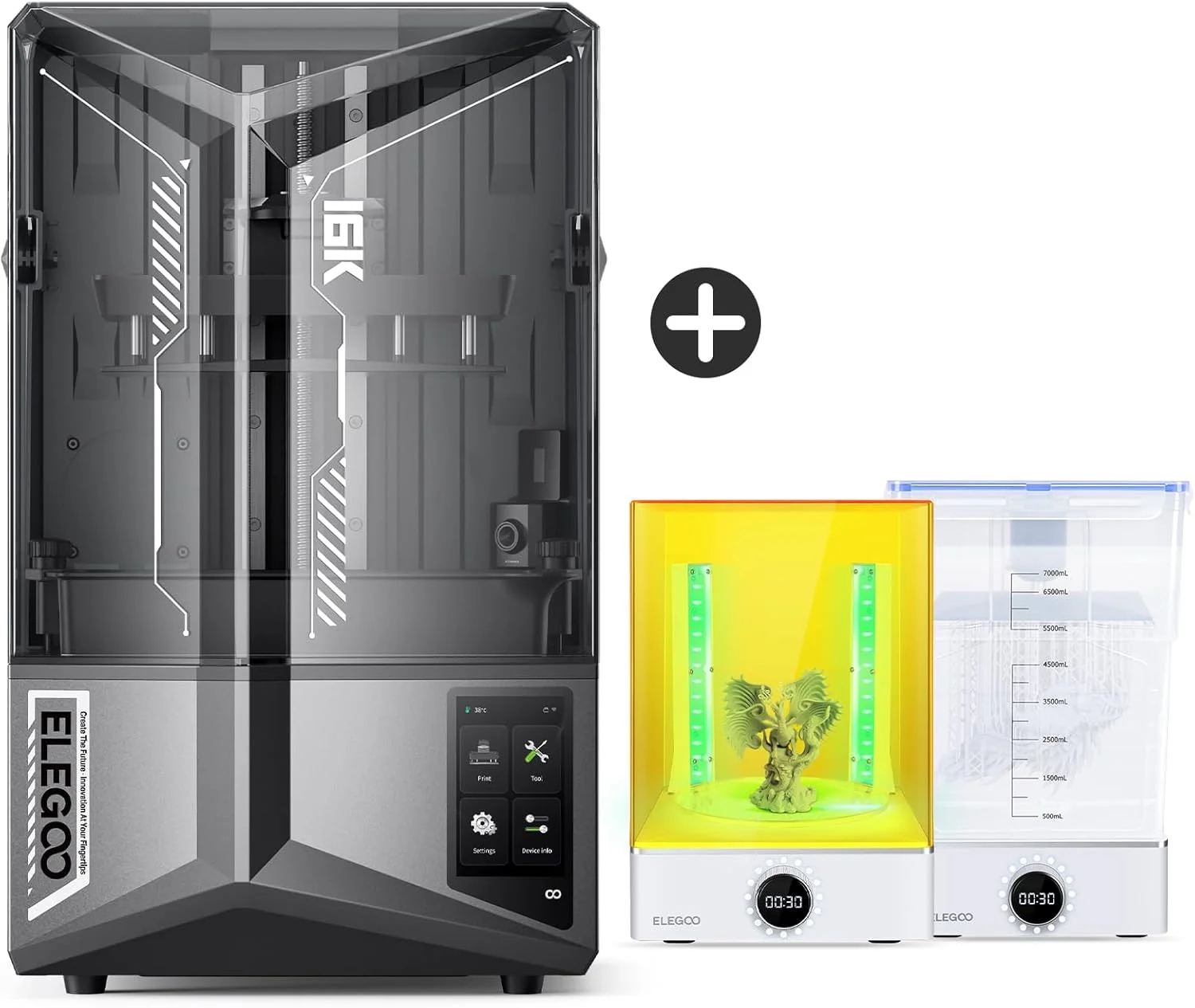پرینتر سه بعدی رزینی ELEGOO Saturn 4 Ultra 16K و بسته ELEGOO Mercury X شامل دستگاه شستشو و کیور بزرگ UV