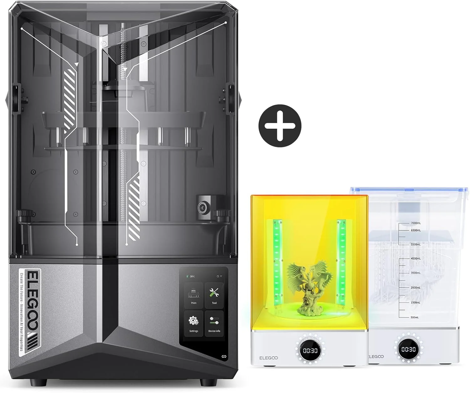 پرینتر سه بعدی رزینی ELEGOO Saturn 4 Ultra 12K MSLA و بسته ELEGOO Mercury X شامل دستگاه شستشو و کیور بزرگ UV