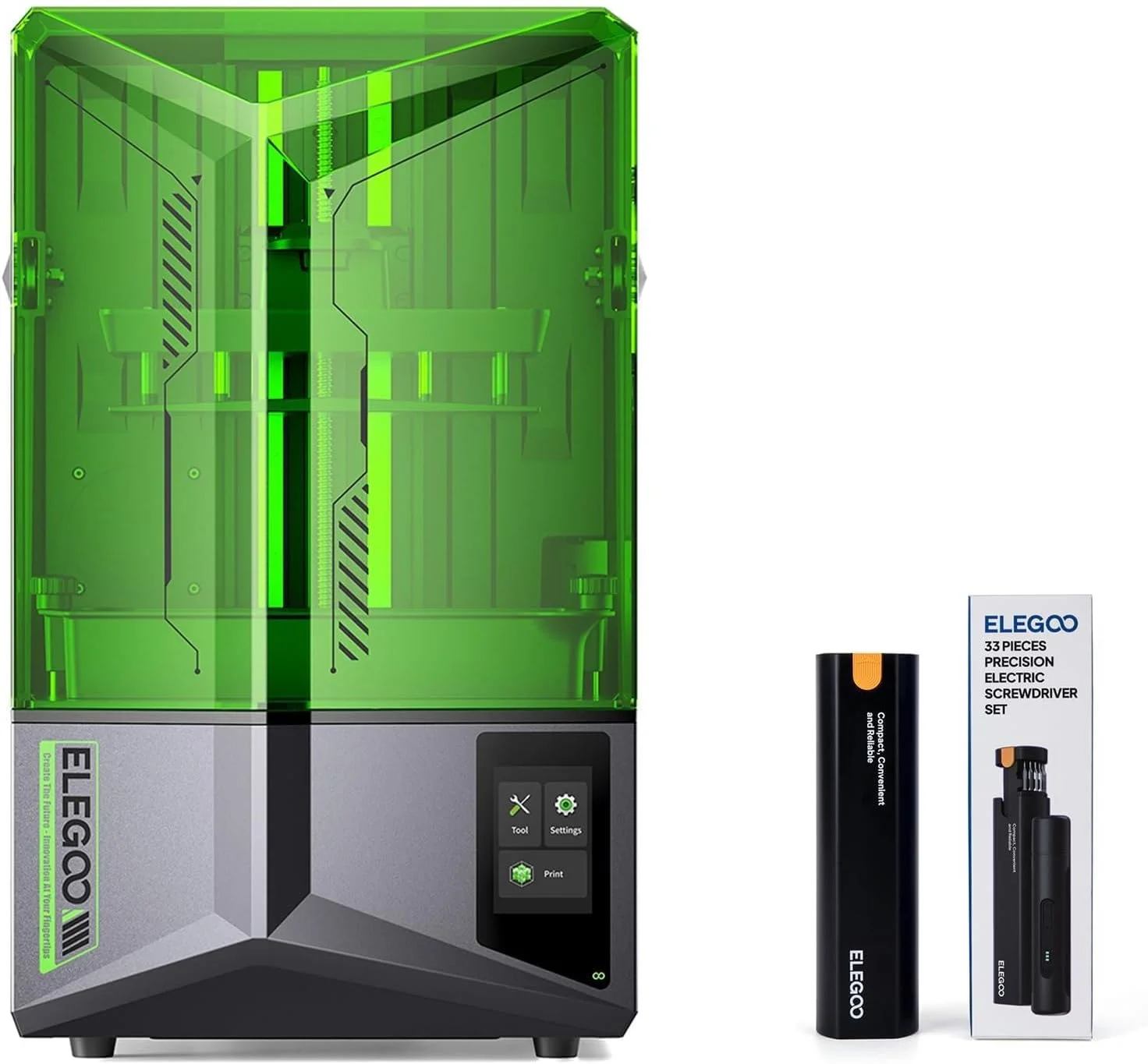 چاپگر سه بعدی رزینی ELEGOO Saturn 4 MSLA و ست پیچ گوشتی برقی