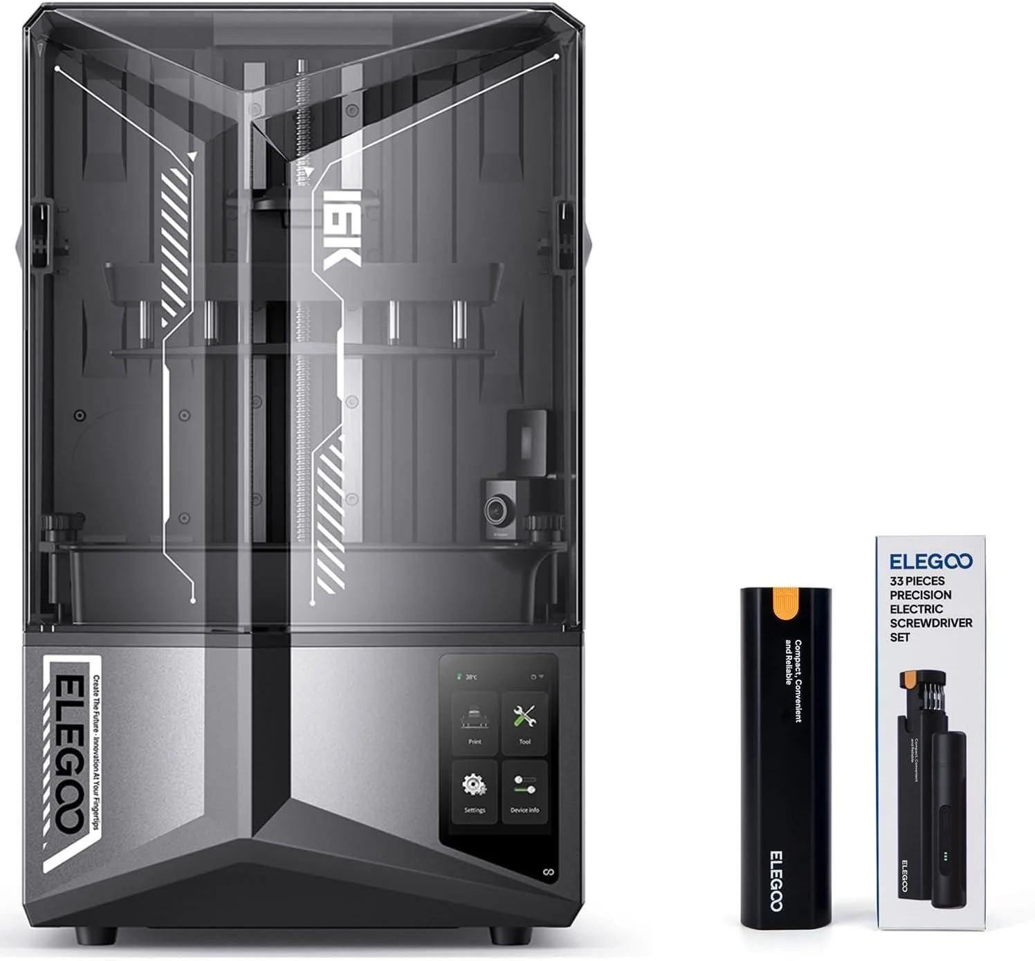 پرینتر سه بعدی رزینی ELEGOO Saturn 4 Ultra 16K به همراه ست پیچ گوشتی برقی