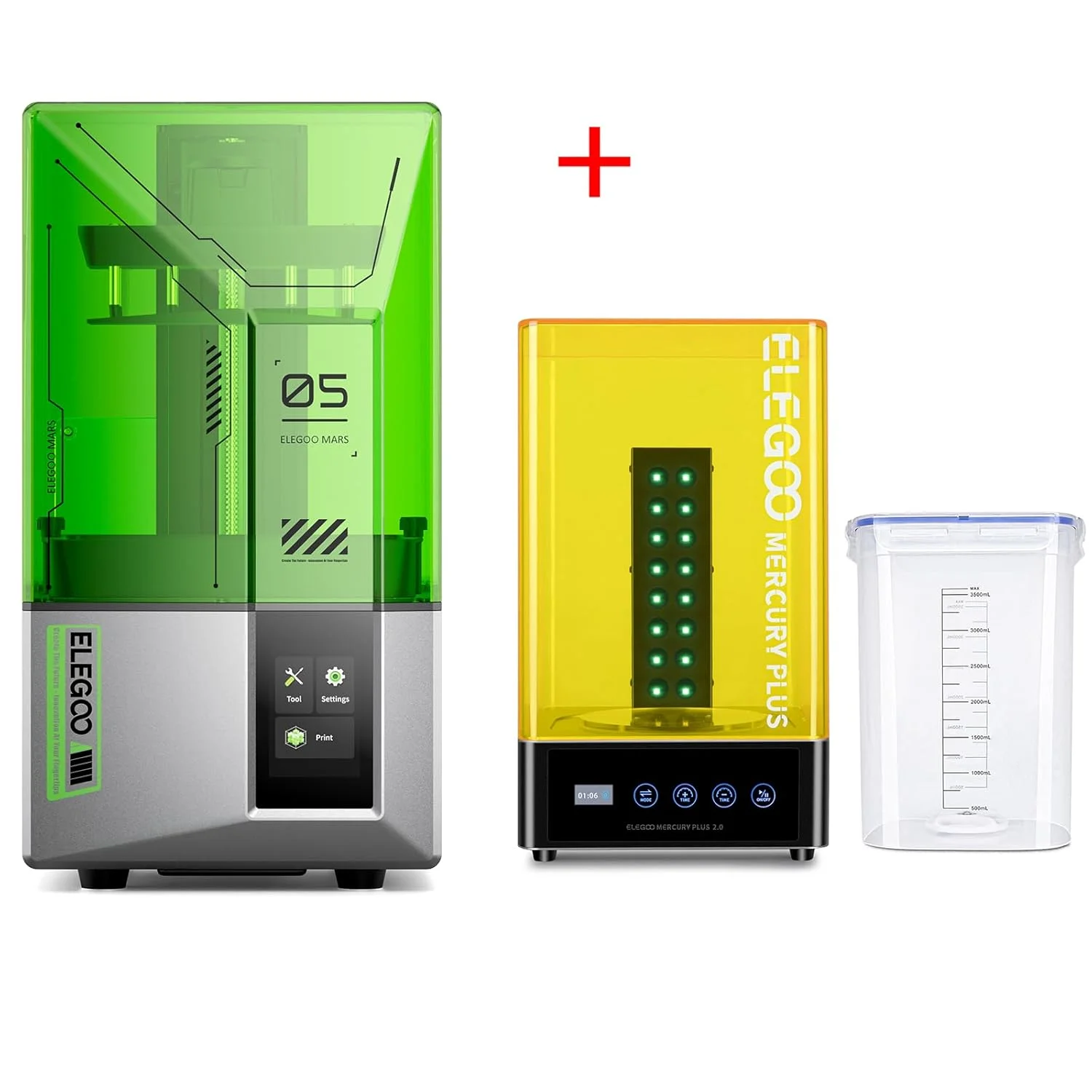 پرینتر سه بعدی رزینی ELEGOO Mars 5 و دستگاه شستشو و کیورینگ ELEGOO Mercury Plus 2.0