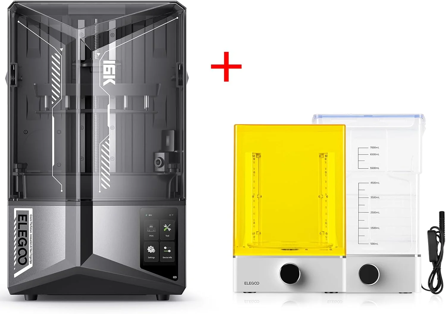 پرینتر سه بعدی رزینی ELEGOO Saturn 4 Ultra 16K و بسته ELEGOO Mercury XS با ایستگاه شستشو و کیور جداگانه