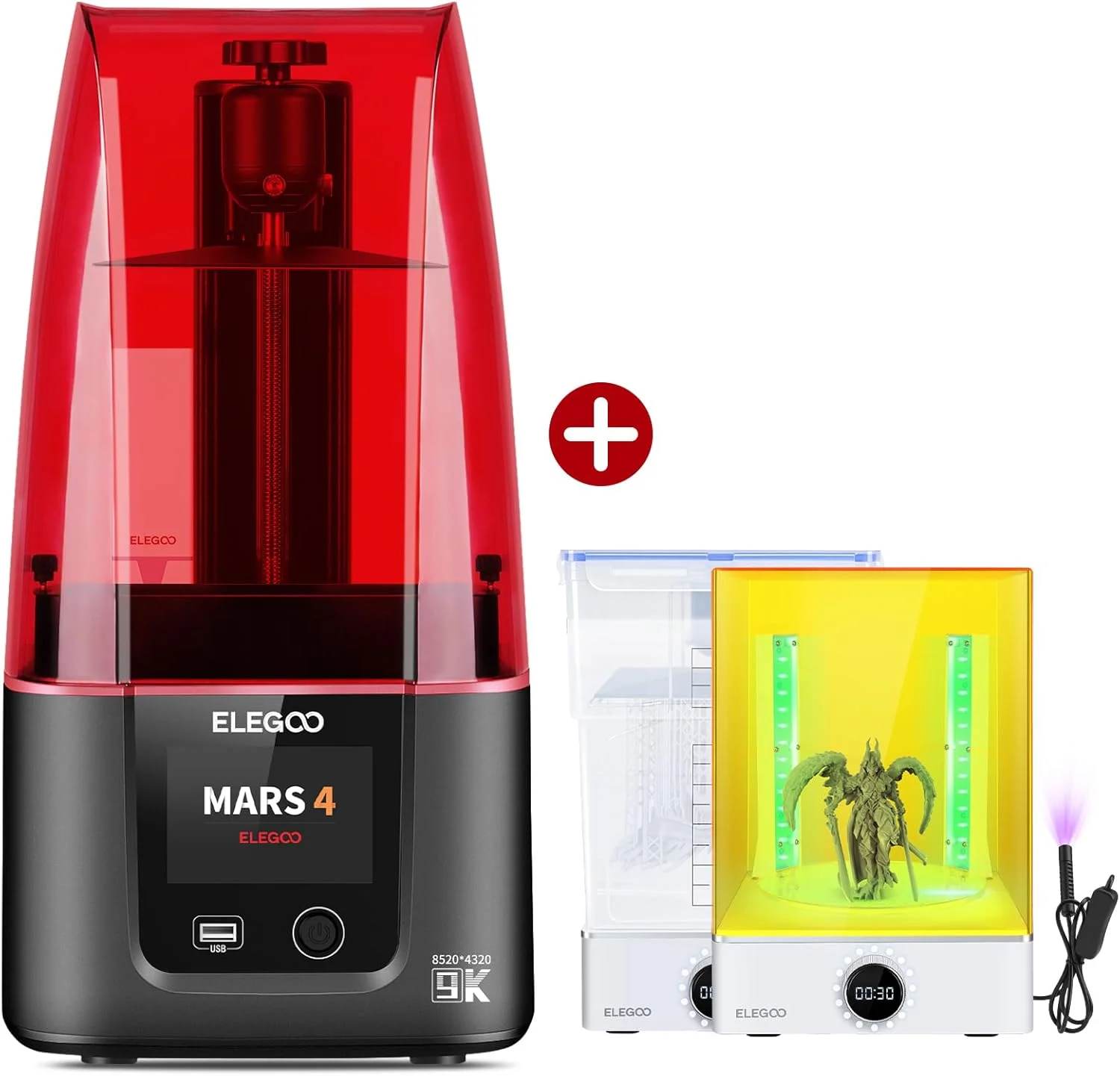 دستگاه چاپ سه بعدی رزینی ELEGOO Mars 4 به همراه بسته ELEGOO Mercury XS