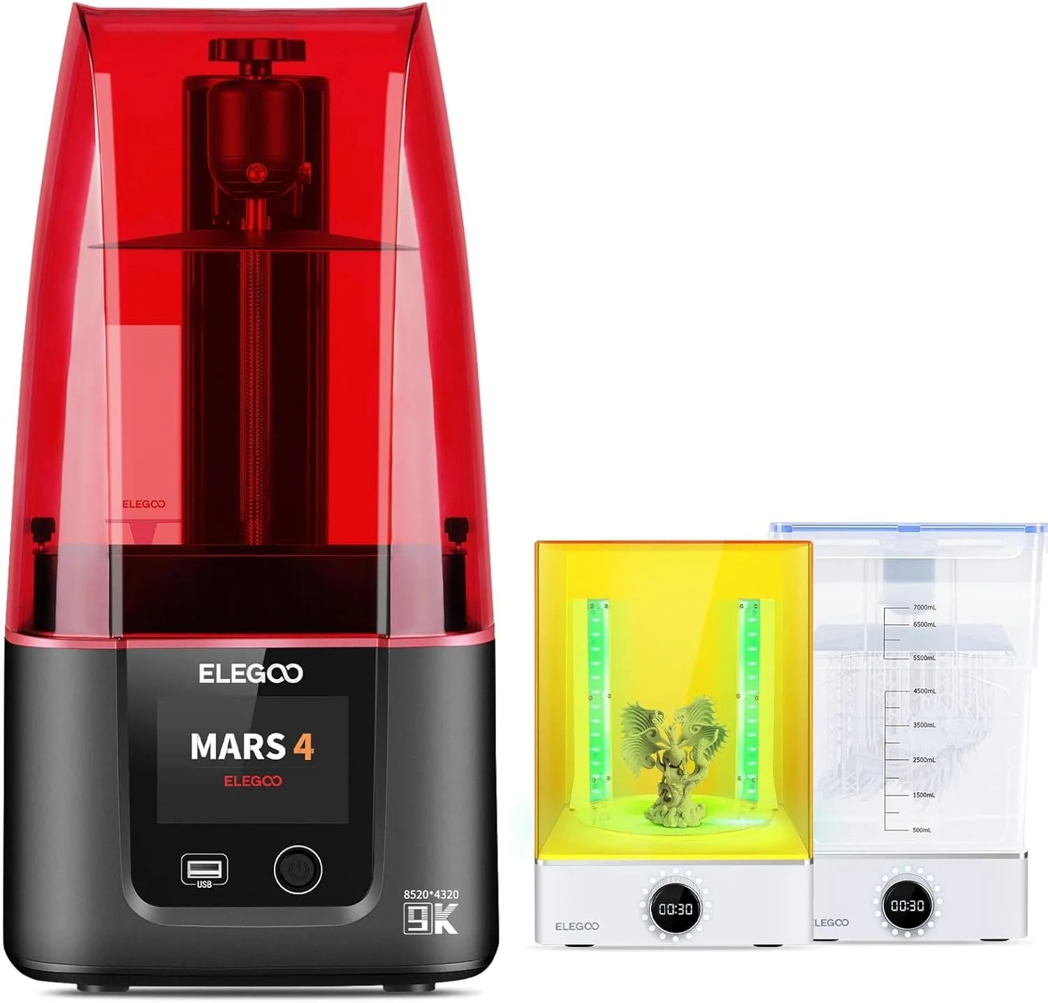 دستگاه چاپ سه بعدی رزینی ELEGOO Mars 4 به همراه بسته ELEGOO Mercury X