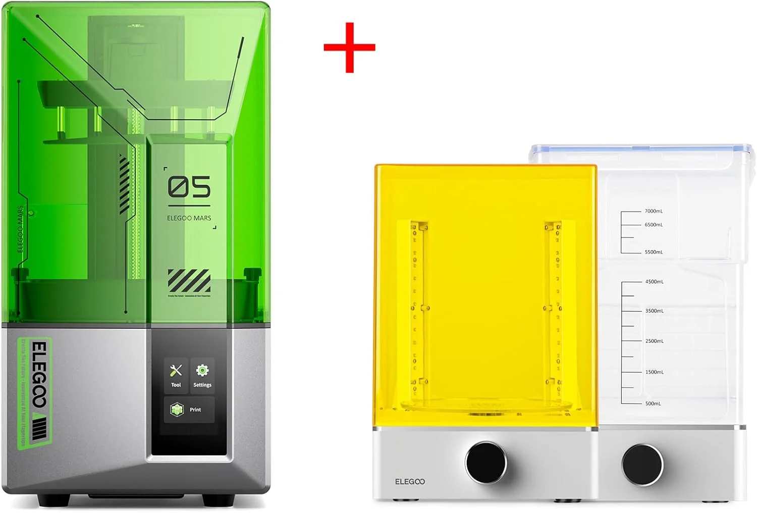 پرینتر سه بعدی رزینی ELEGOO Mars 5 و بسته ELEGOO Mercury X با ایستگاه شستشو و کیور جداگانه