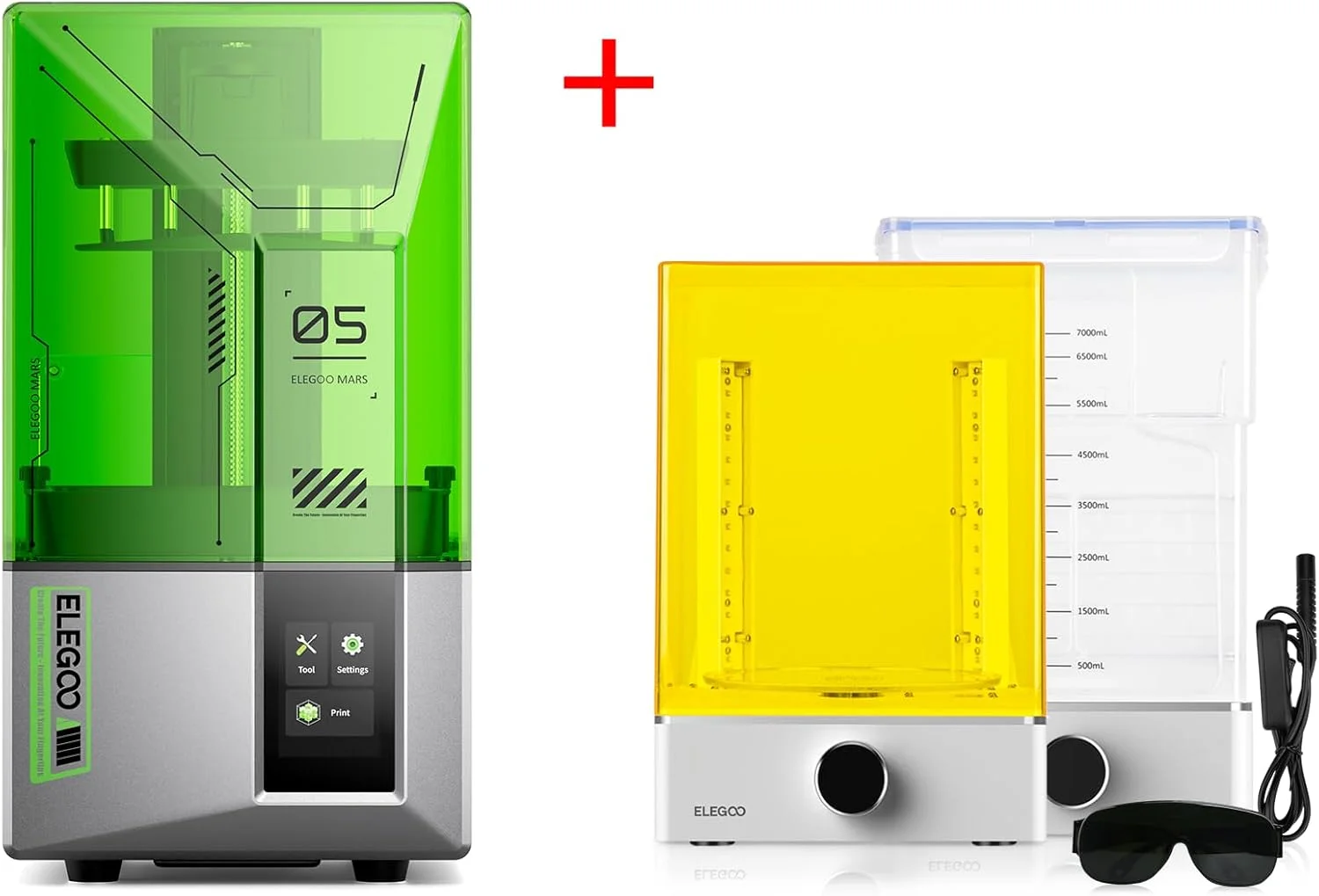 پرینتر سه بعدی رزینی ELEGOO Mars 5 و بسته ELEGOO Mercury XS با ایستگاه شستشو و کیور جداگانه