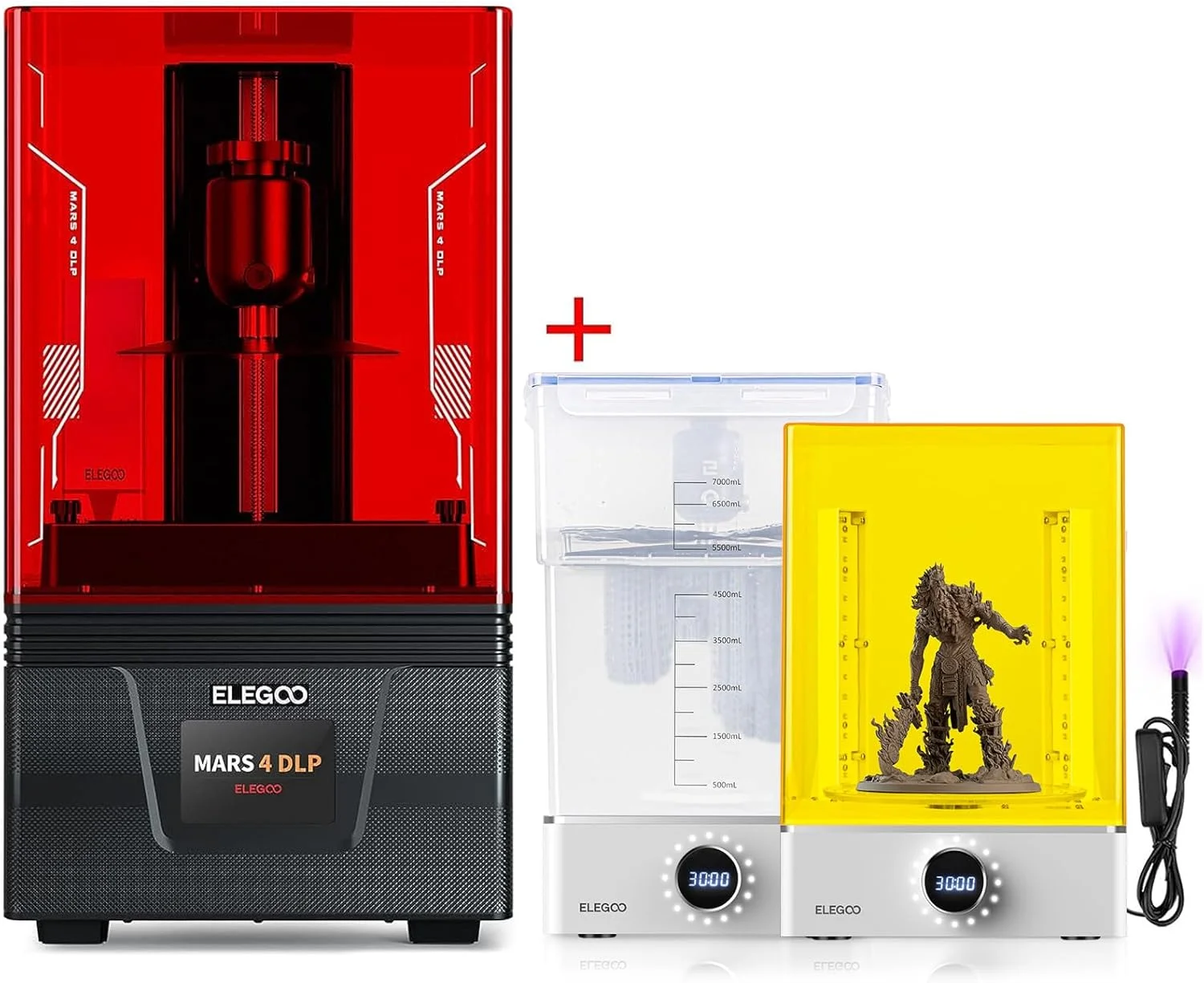 پرینتر سه بعدی ELEGOO Mars 4 DLP و دستگاه شستشو و کیورینگ ELEGOO Mercury XS