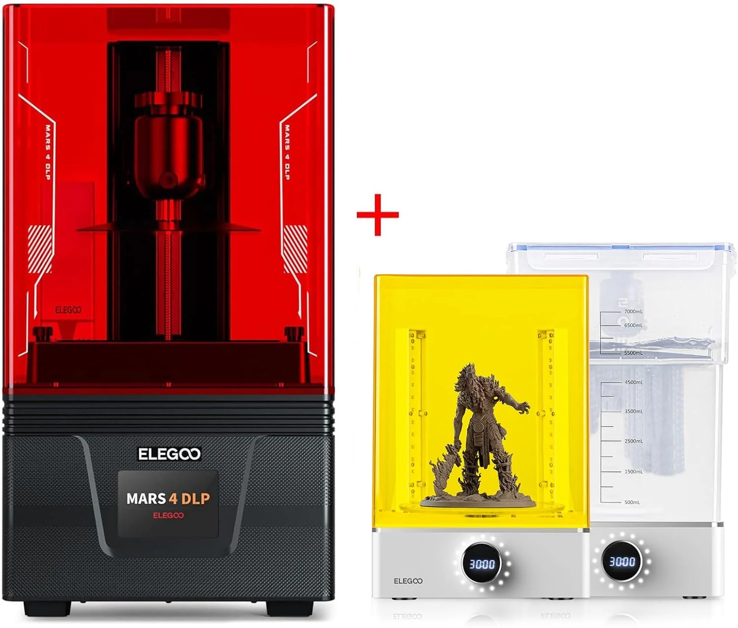 دستگاه چاپ سه بعدی رزینی ELEGOO Mars 4 DLP به همراه دستگاه شستشو و خشک کن Mercury X