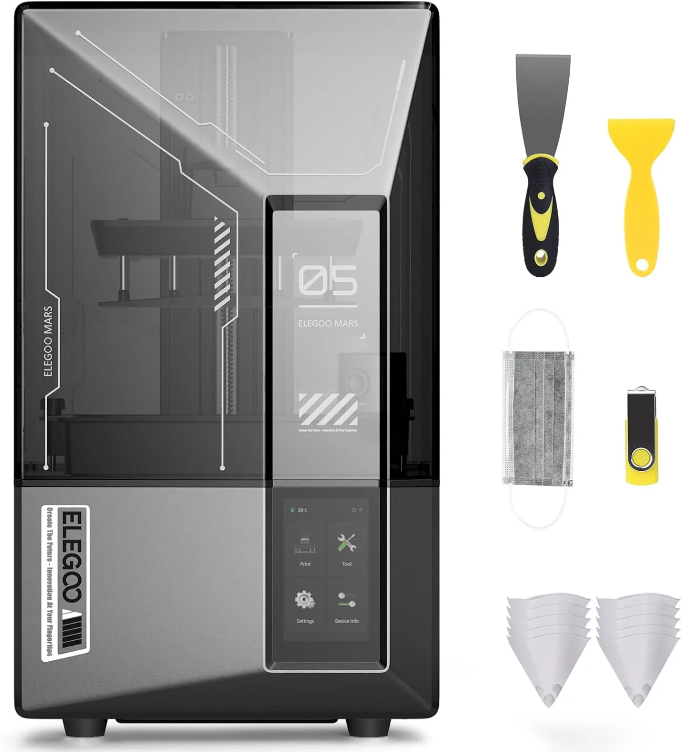 پرینتر سه بعدی رزینی ELEGOO Mars 5 Ultra و دستگاه شستشو و کیور ELEGOO Mercury XS Bundle