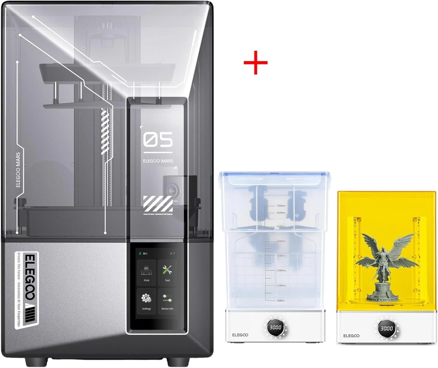 پرینتر سه بعدی رزینی ELEGOO Mars 5 Ultra و ایستگاه شستشو و کیور ELEGOO Mercury X Bundle