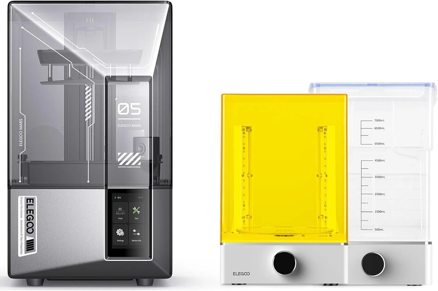 پرینتر سه بعدی رزینی ELEGOO Mars 5 Ultra 9K MSLA و دستگاه شستشو و کیور ELEGOO Mercury X