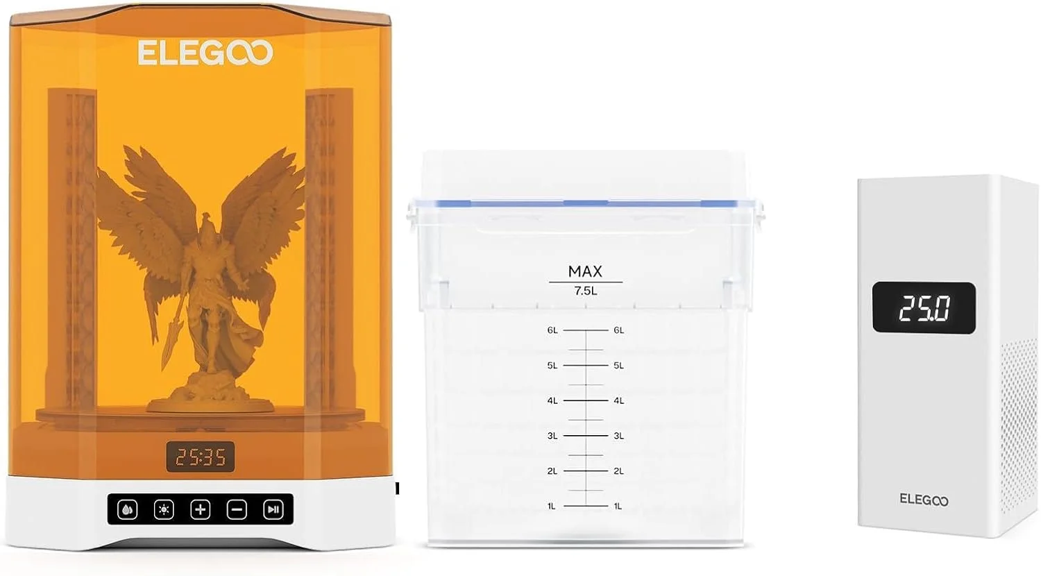 دستگاه شستشو و خشک کن بزرگتر ELEGOO Mercury Plus 3.0 و مینی هیتر هوشمند ELEGOO برای پرینتر سه بعدی رزینی