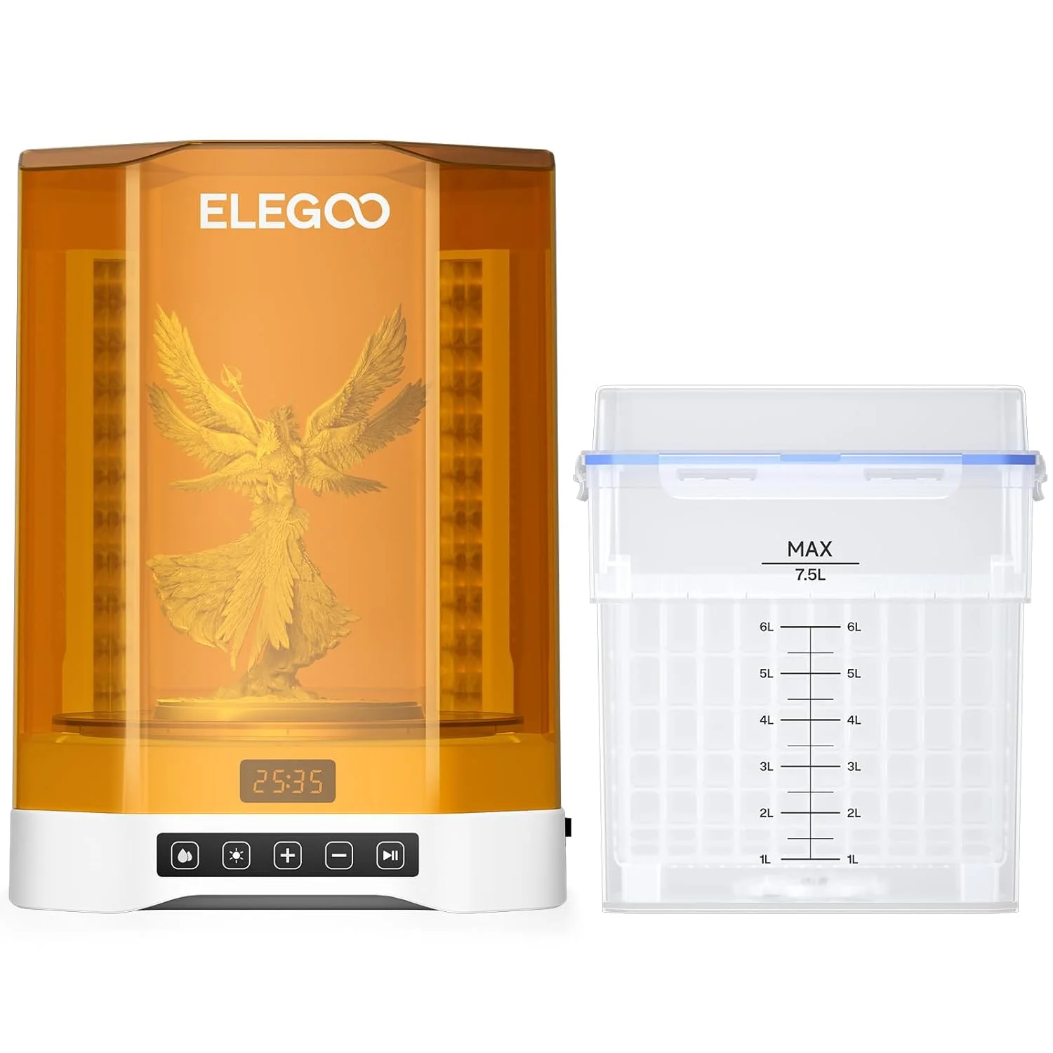 دستگاه شستشو و کیورینگ ELEGOO Mercury Plus V3.0، ظرفیت بزرگ 7.5 لیتری، سازگار با پرینترهای سه بعدی Mars Saturn Photon Halot MSLA LCD DLP
