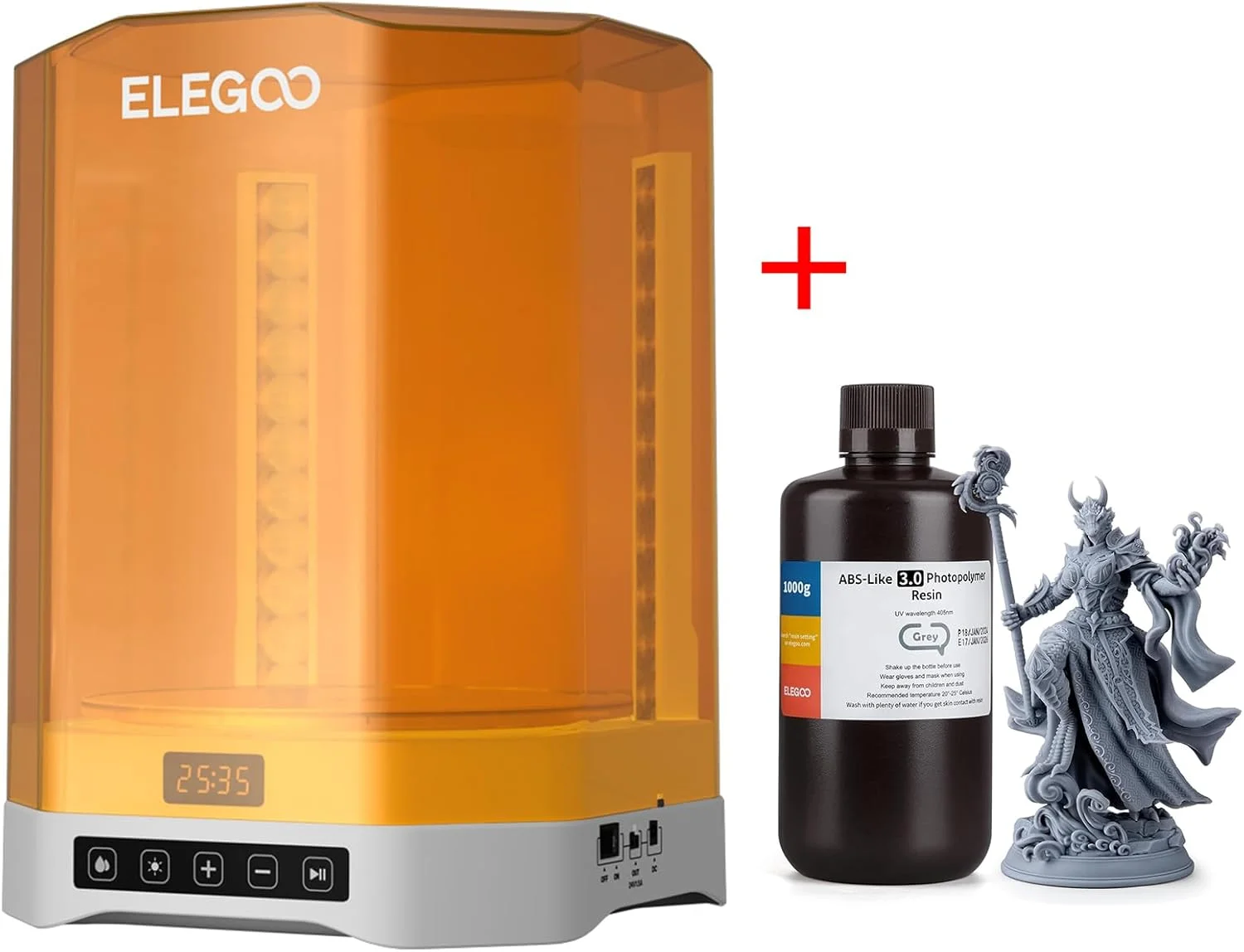 دستگاه شستشو و خشک کن ELEGOO Mercury Plus V3.0 و رزین پرینتر سه بعدی ABS-Like 3.0 خاکستری 1000 گرمی