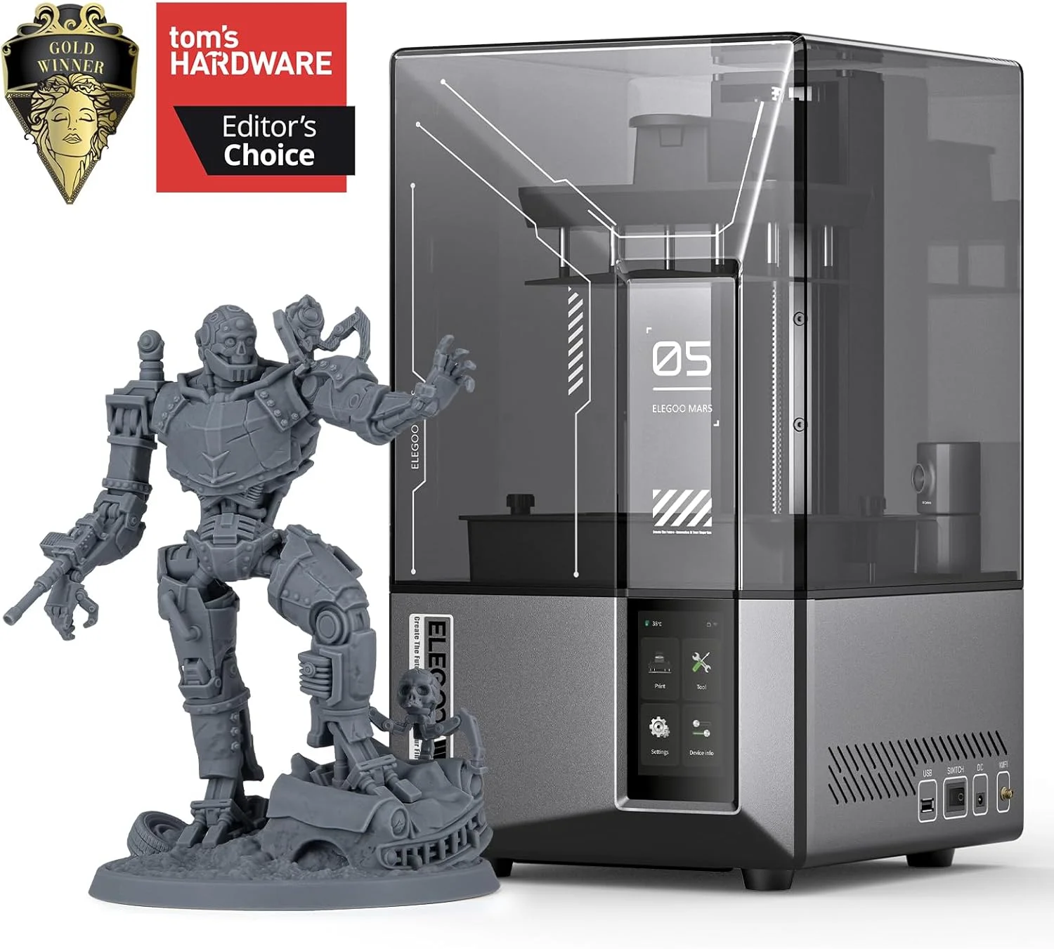 پرینتر سه بعدی رزینی ELEGOO Mars 5 Ultra 9K MSLA، سنسور مکانیکی هوشمند، چاپ سریع تا 150 میلی‌متر در ساعت، دوربین هوش مصنوعی، چاپ خوشه‌ای WiFi، تراز خودکار، اندازه چاپ بزرگ 153.4 * 77.8 * 165 میلی‌متر