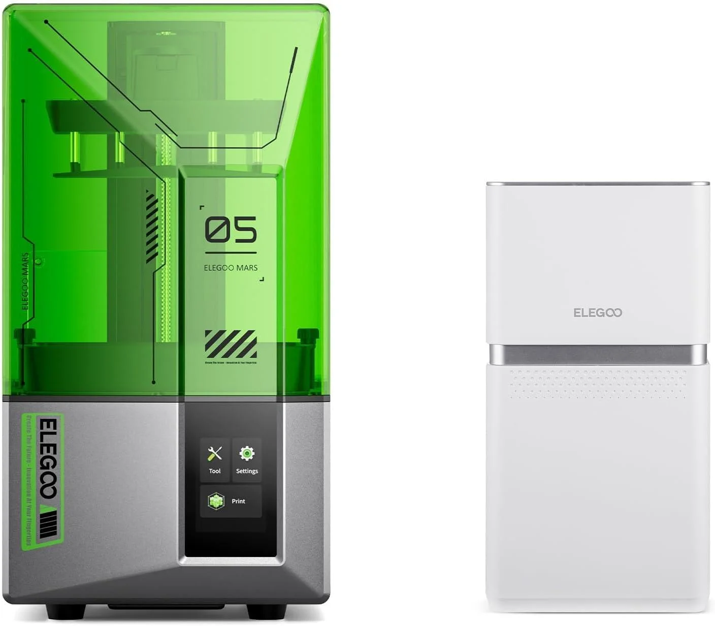 پرینتر سه بعدی رزینی ELEGOO Mars 5 MSLA و دستگاه تصفیه هوا ELEGOO Mars Mate