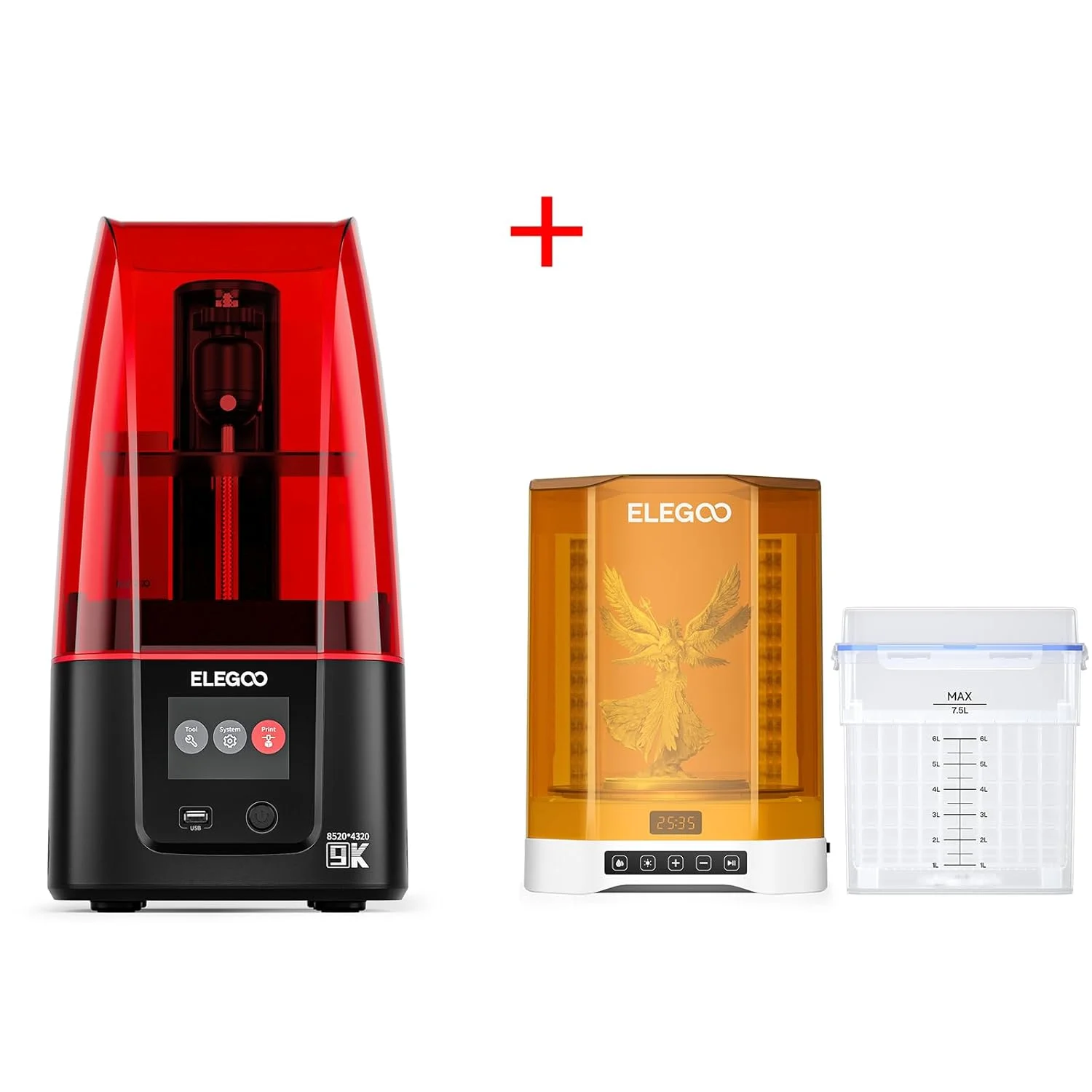 پرینتر سه بعدی رزینی ELEGOO Mars 4 MSLA و دستگاه شستشو و خشک کن ELEGOO Mercury Plus V3.0