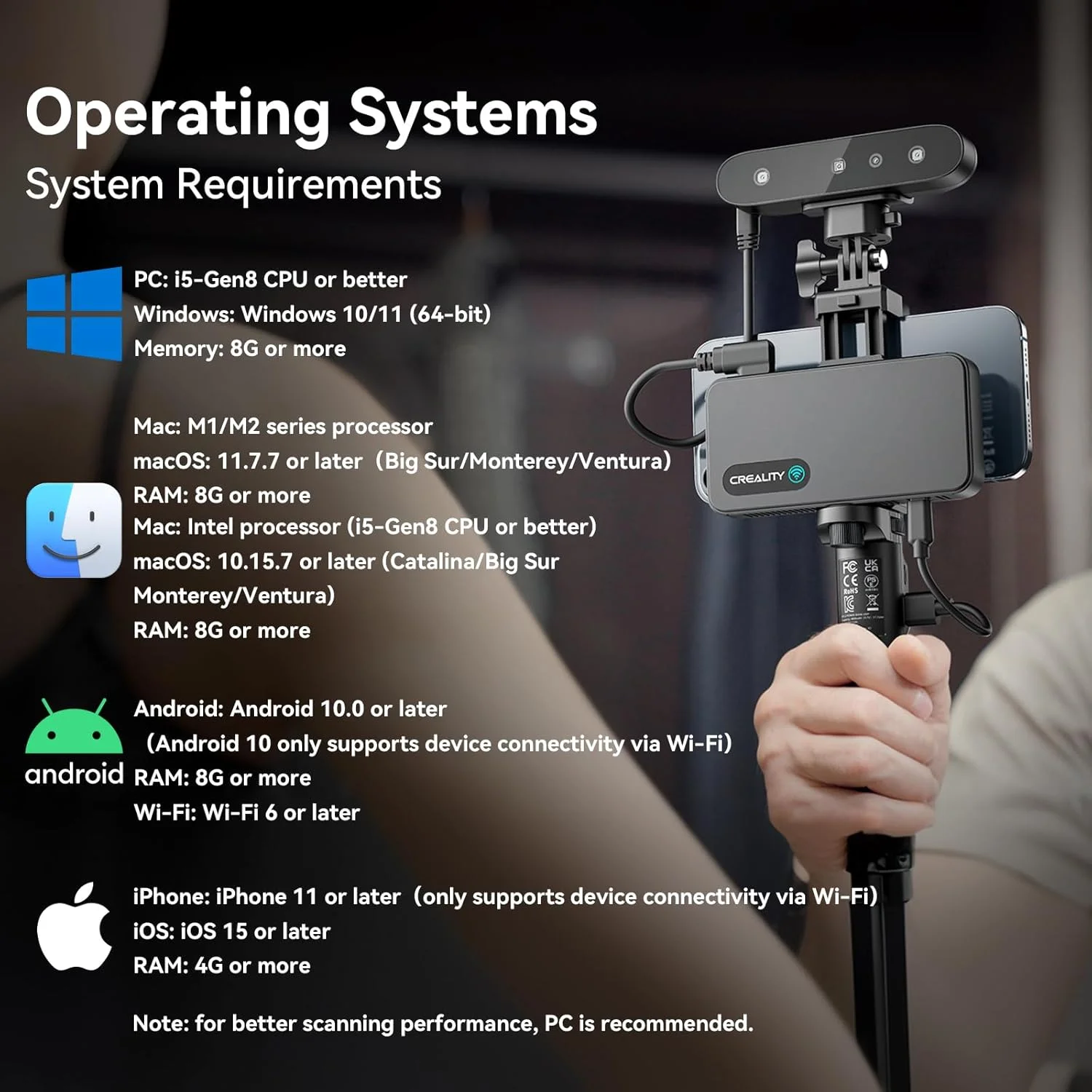 اسکنر سه بعدی Creality CR-Scan Ferret Pro برای چاپ سه بعدی، بسته 4 عددی فیلامنت PLA هایپر Creality رنگین کمانی 1.75 میلی متری