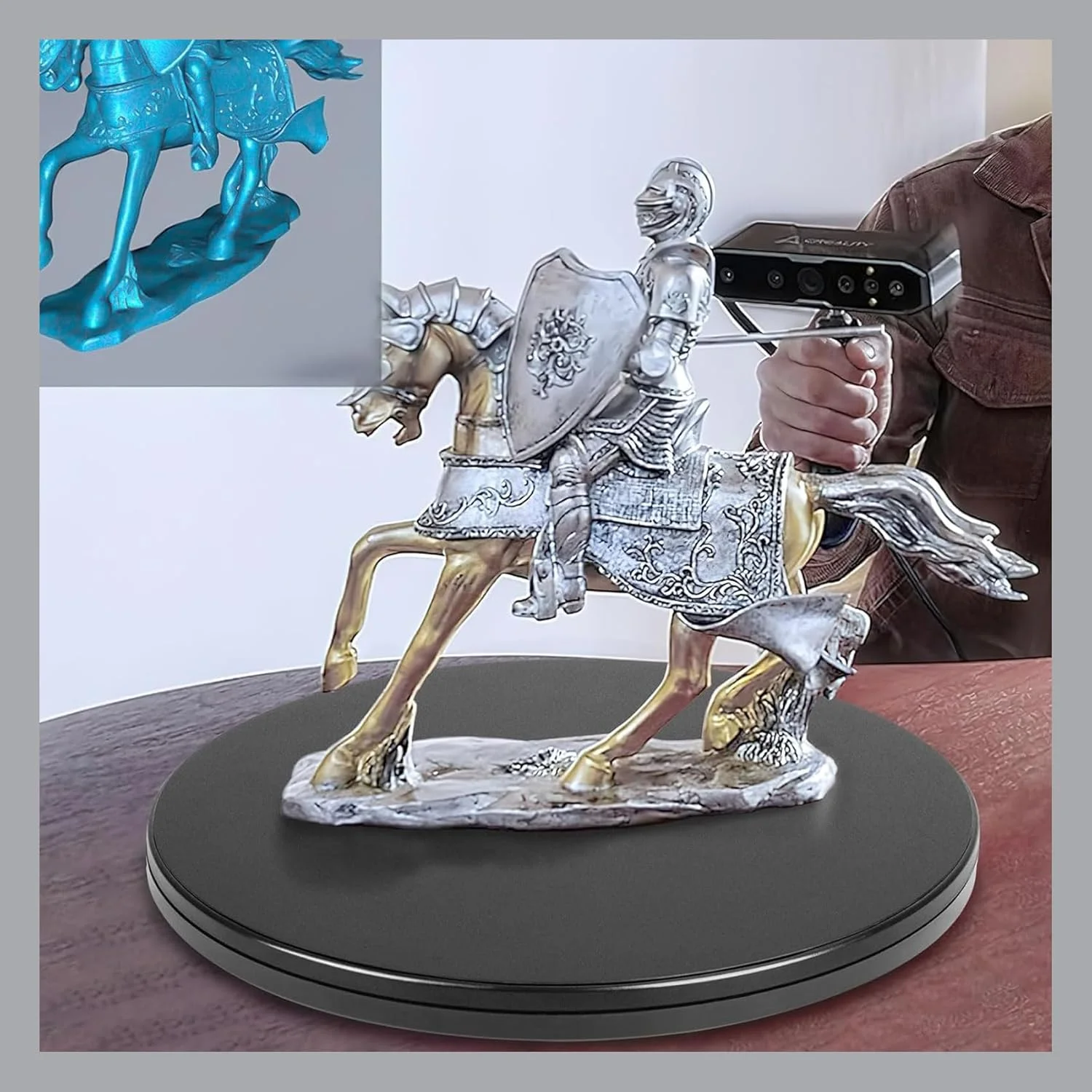 پایه نمایش گردان 8 اینچی Creality، اسکنر دستی مصرفی چند خطی آبی و NIR با دقت 0.02 میلی متر و سرعت 60 فریم بر ثانیه، اسکن رنگی کامل 24 بیتی سریع، صفحه گردان قابل حمل 8 اینچی با چرخش 360 درجه