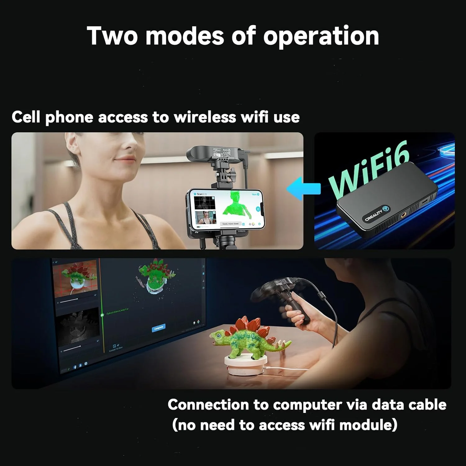 اسکنر سه بعدی Creality با صفحه گردان 8 اینچی، اسکنر دستی Ferret Pro برای چاپ سه بعدی، اسکن بی سیم با دقت 0.1 میلی متر، ردیابی ضد لرزش برای iOS/Android/macOS/Win 10