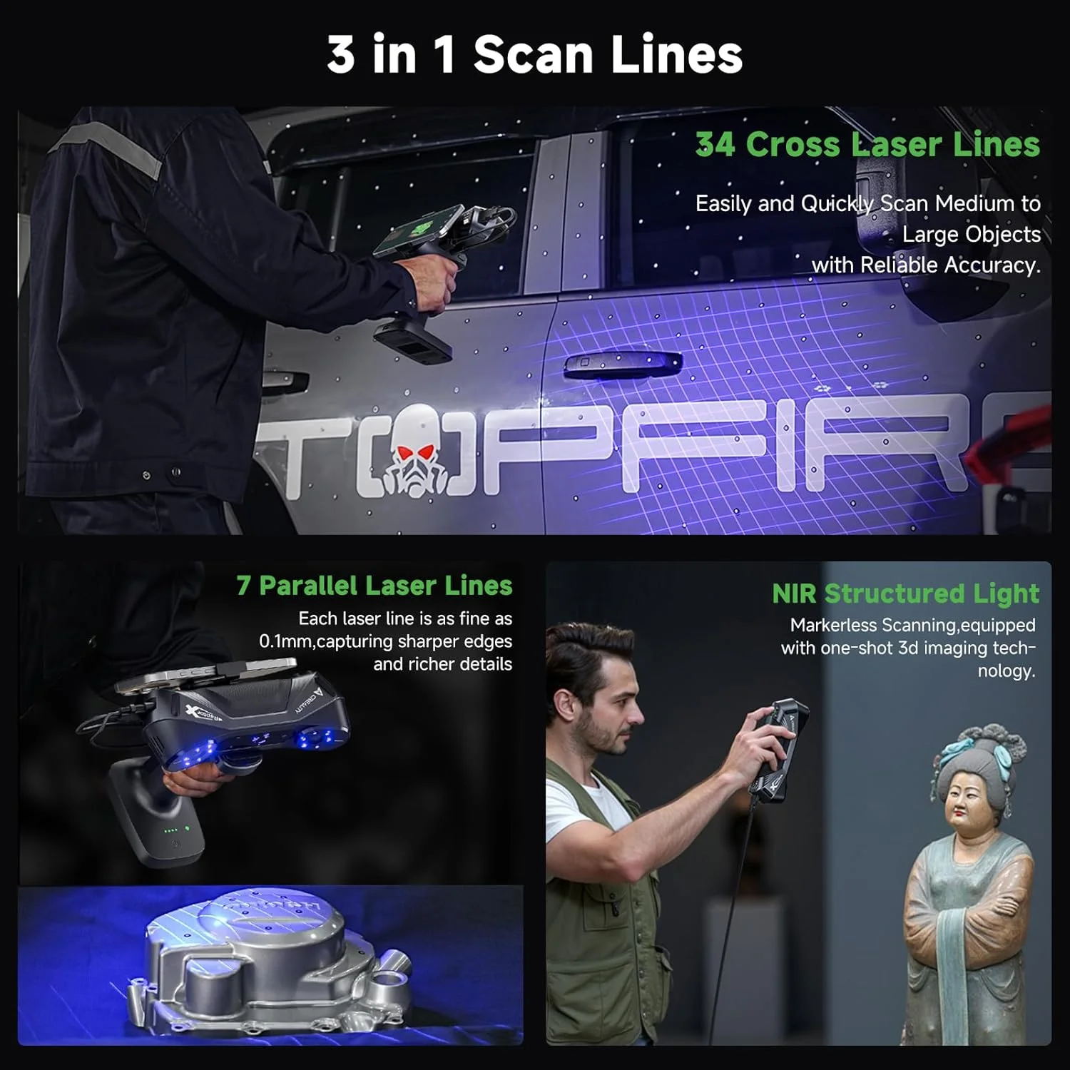 اسکنر سه بعدی Creality RaptorX با صفحه گرداننده 8 اینچی، اسکنر لیزر آبی و NIR هیبریدی بی سیم برای چاپ سه بعدی اسکنر سه بعدی Creality RaptorX با صفحه گرداننده 8 اینچی، اسکنر لیزر آبی و NIR هیبریدی بی سیم برای چاپ سه بعدی