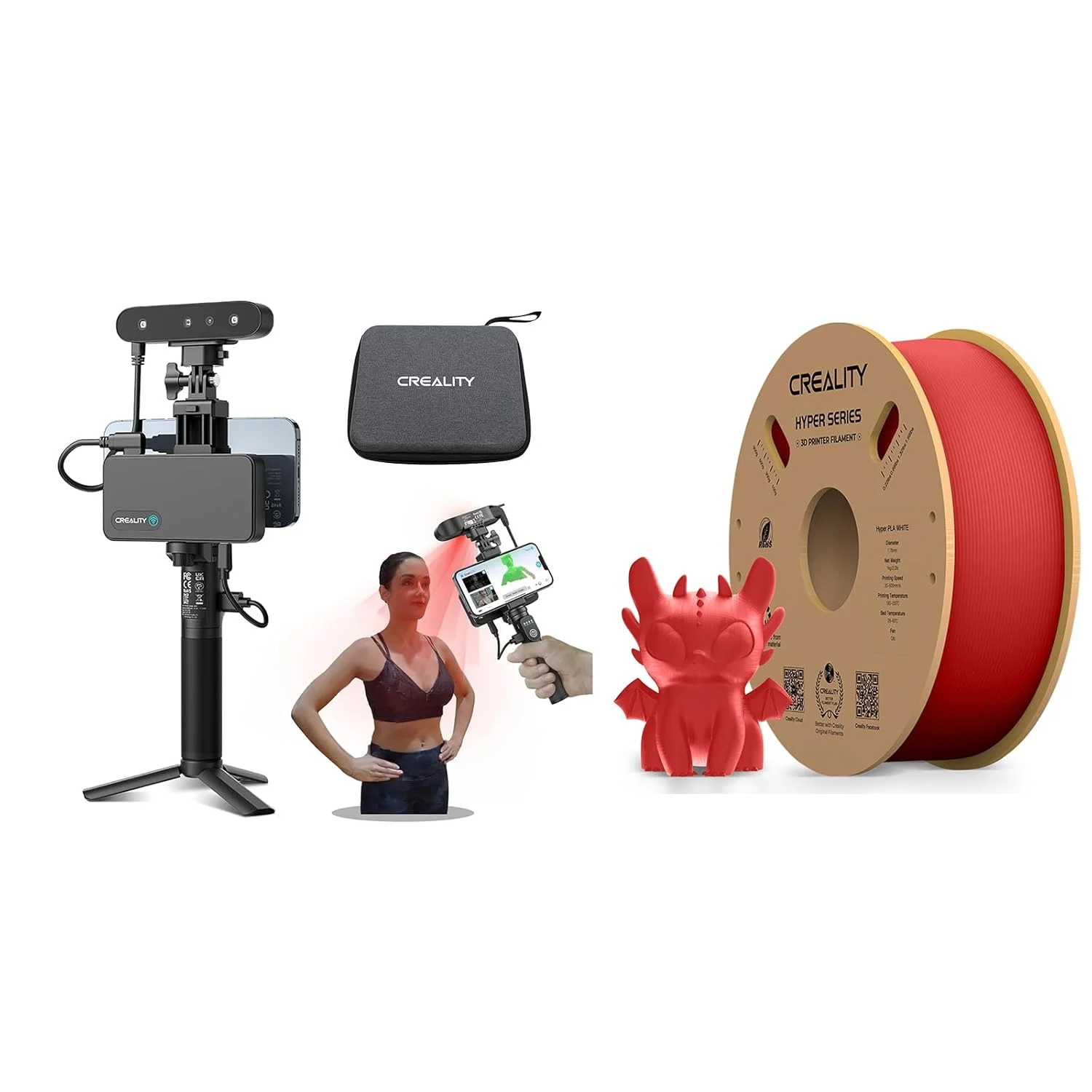 اسکنر سه بعدی Creality CR-Scan Ferret Pro برای مدل سازی چاپ سه بعدی، اسکن سریع با دقت 0.1 میلی متر، تراشه ASIC، حالت دوگانه، اسکن تمام رنگی در فضای باز، قابل حمل با Hyper Red